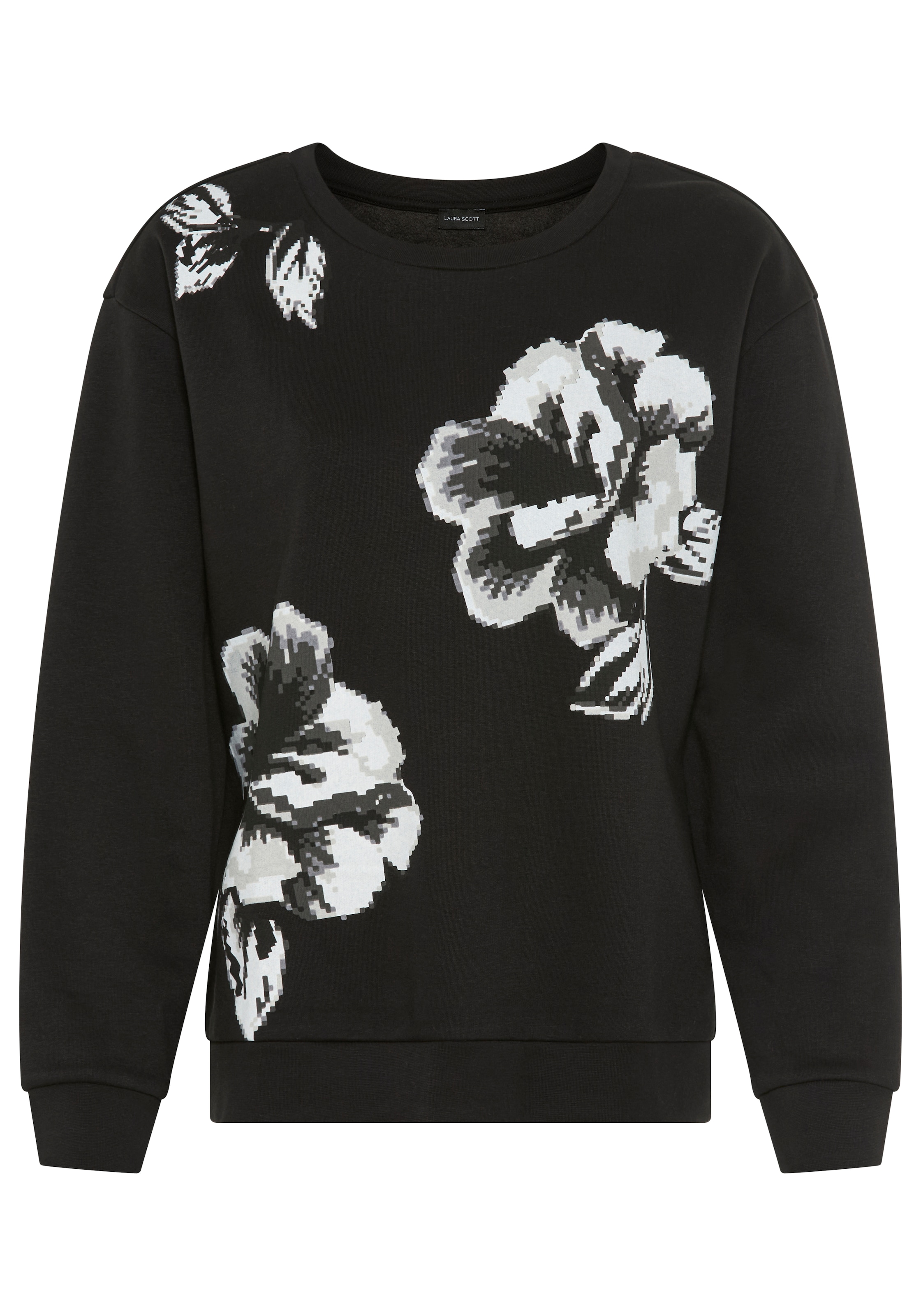 Laura Scott Pull , Weiche Baumwollmischung mit Rundhalsausschnitt und Blumenprint
