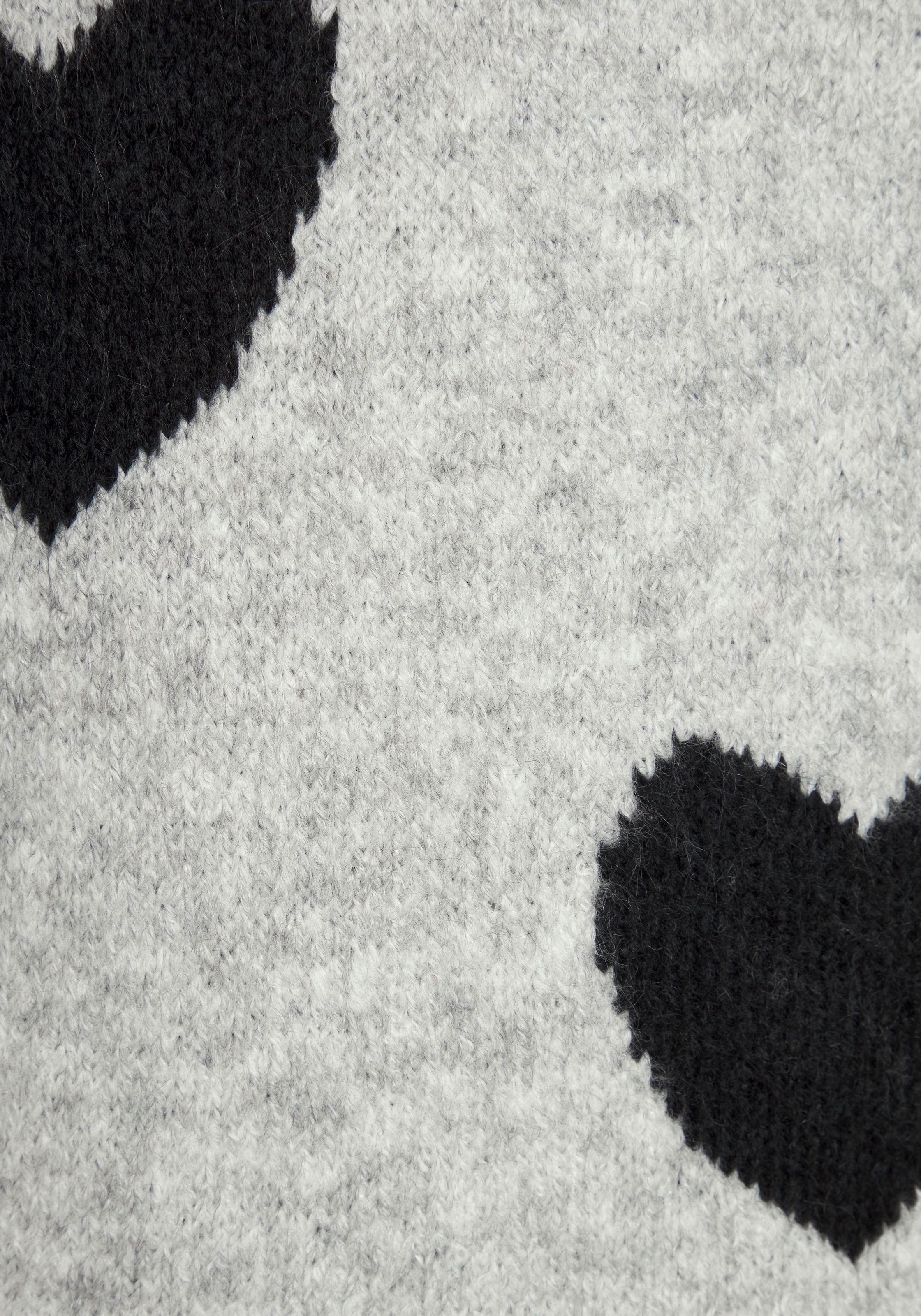 LASCANA Pull à col rond »mit Herzmuster« pull en maille douillet avec cœurs, pull jacquard motif cœur