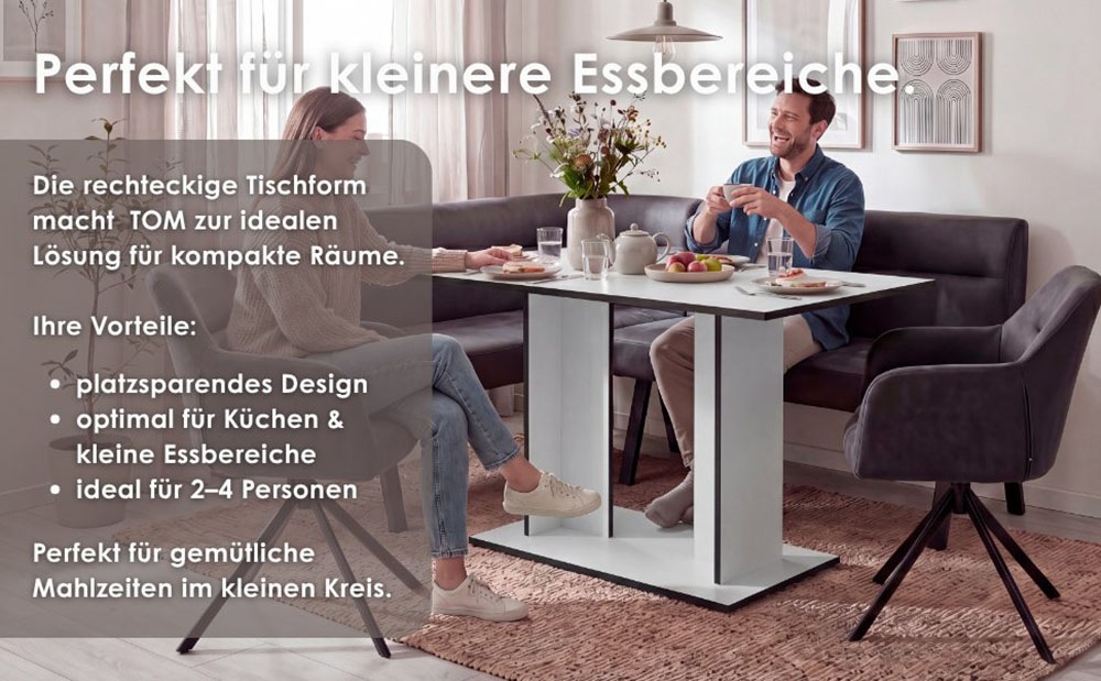 byLIVING Esstisch »TOM« Artisan Eiche oder Weiss, 100 kg, 4 Sitzplätze, Säule: 25 x 56,6 cm