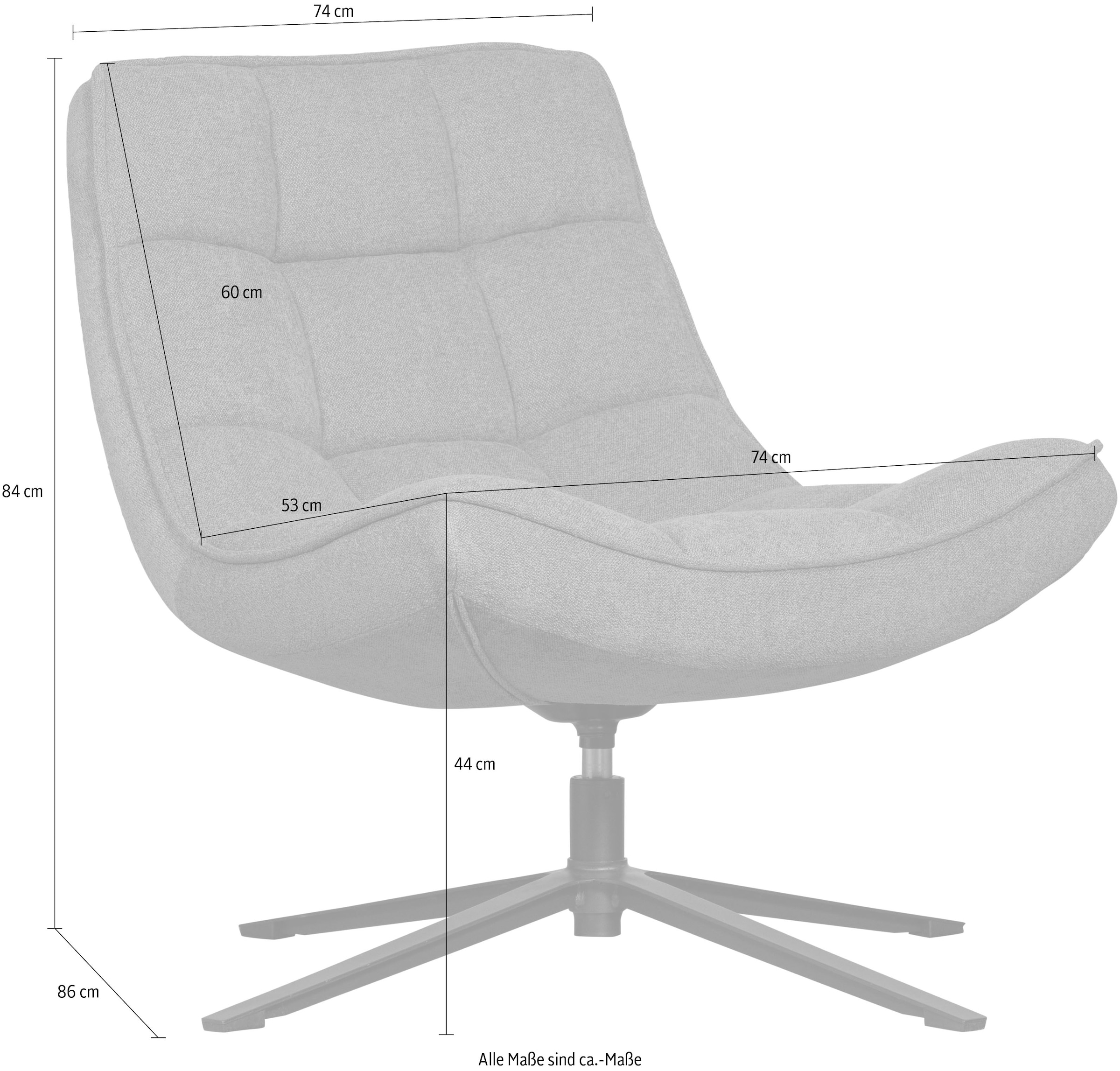 WOOOD Drehsessel »Maudi gewobener-Bezug mit metall Drehgestell H 84 x B 74 x T 86 cm« Tragkraft 100 kg, subtile Farbnuancen, Hohe Verschleissfestigkeit