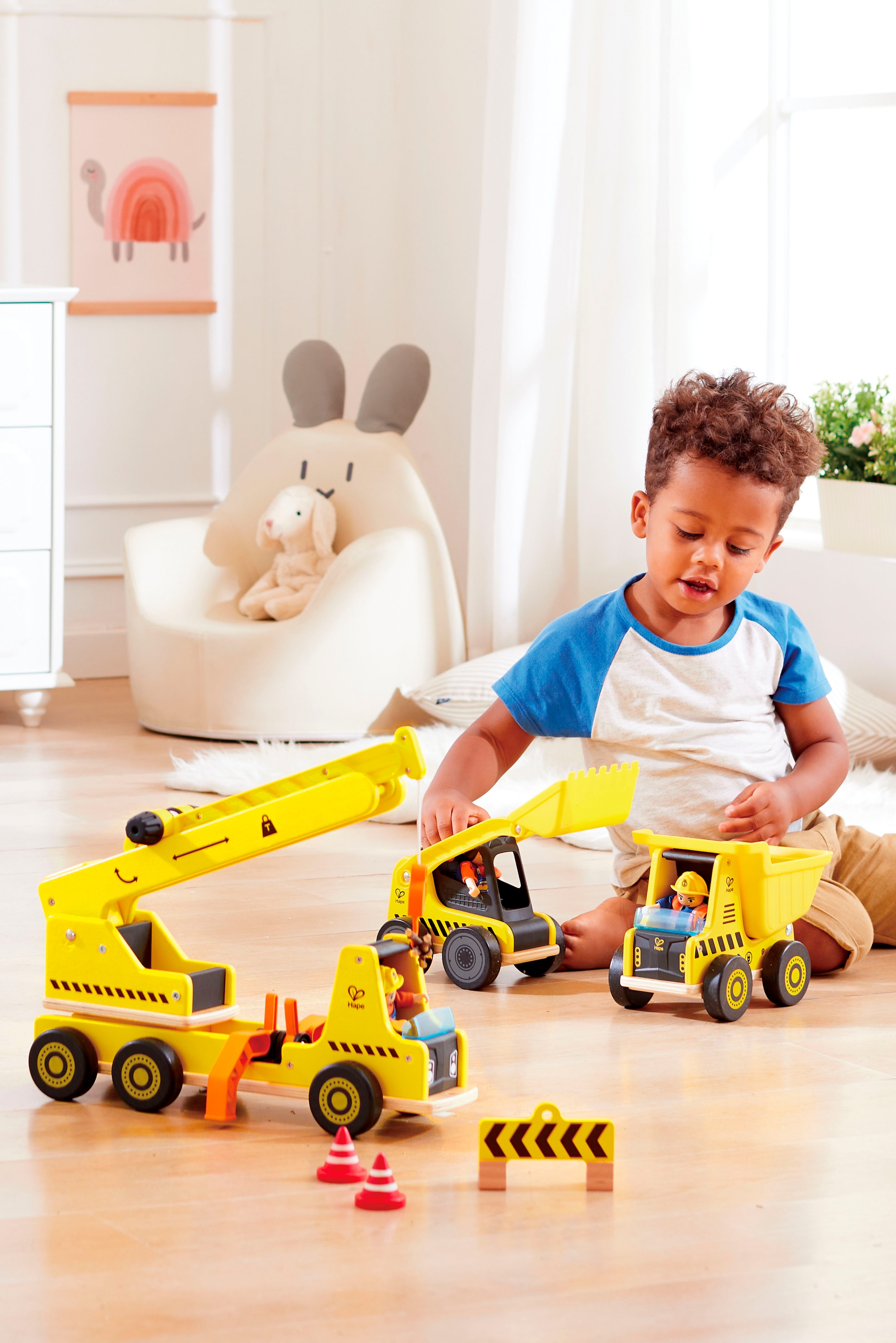 Hape Spielzeug-Kran »Mobiles Kran- & Baustellenset«