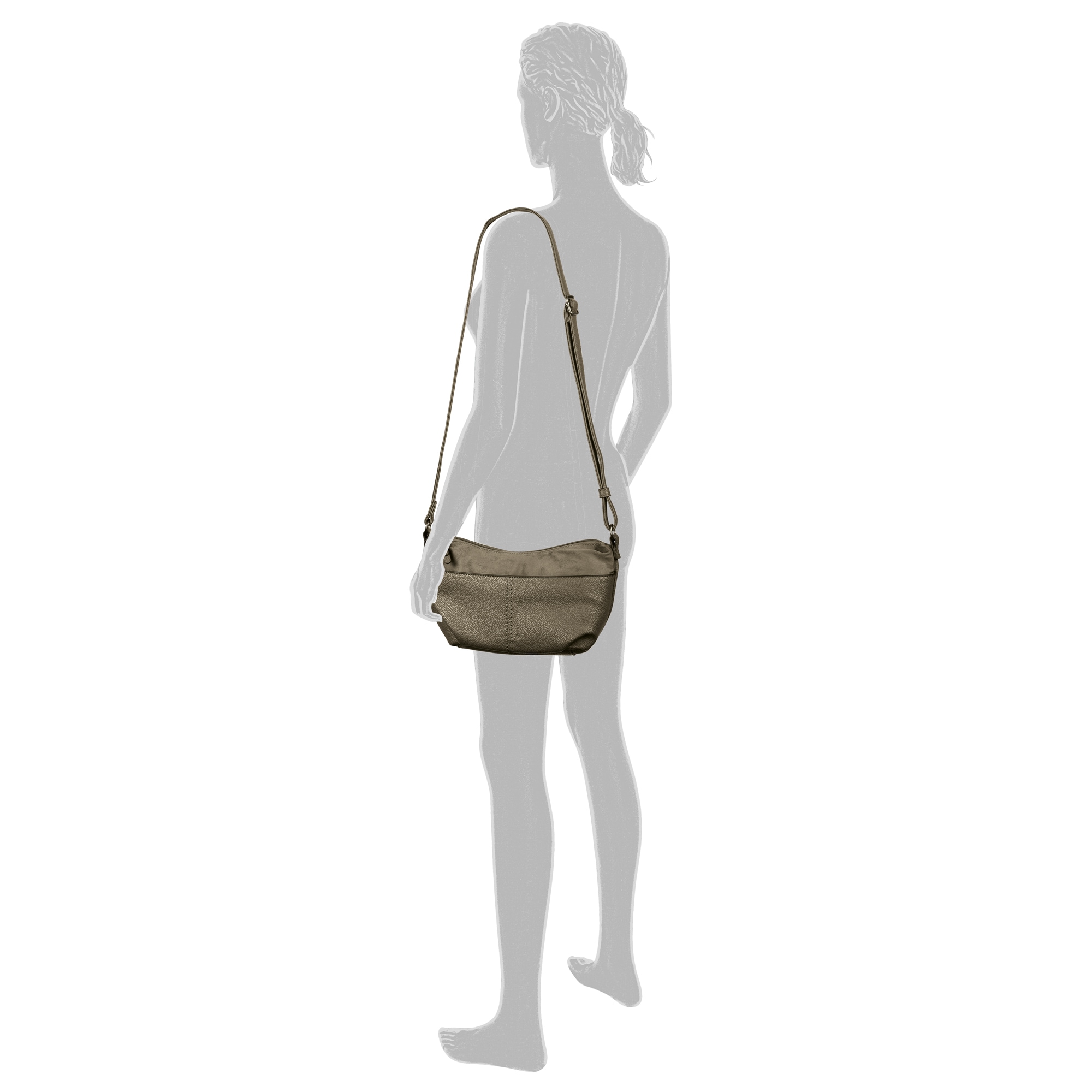TOM TAILOR Sac à main »Miha« imitation velours doux avec imitation cuir grainé doux et beaucoup d'espace