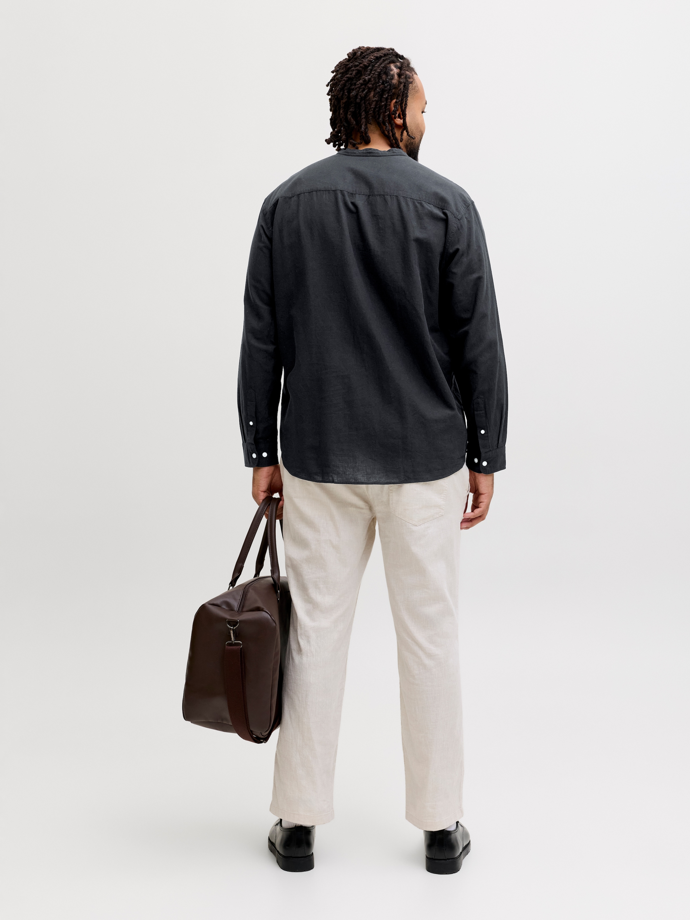 Jack & Jones PlusSize Chemise à manches longues »JJEBREEZE LINEN BLEND BAND SHIRT L PLS« mit Stehkragen