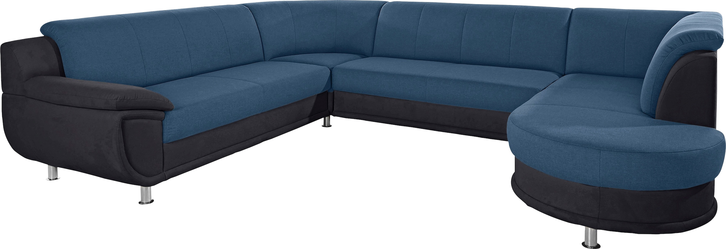 TRENDMANUFAKTUR Paysage de salon »Rondo III 320 cm, modern, im Materialmix, U-Form, Chromfüsse« au choix pour plus de confort avec ressorts ensachés, au choix avec fonction lit