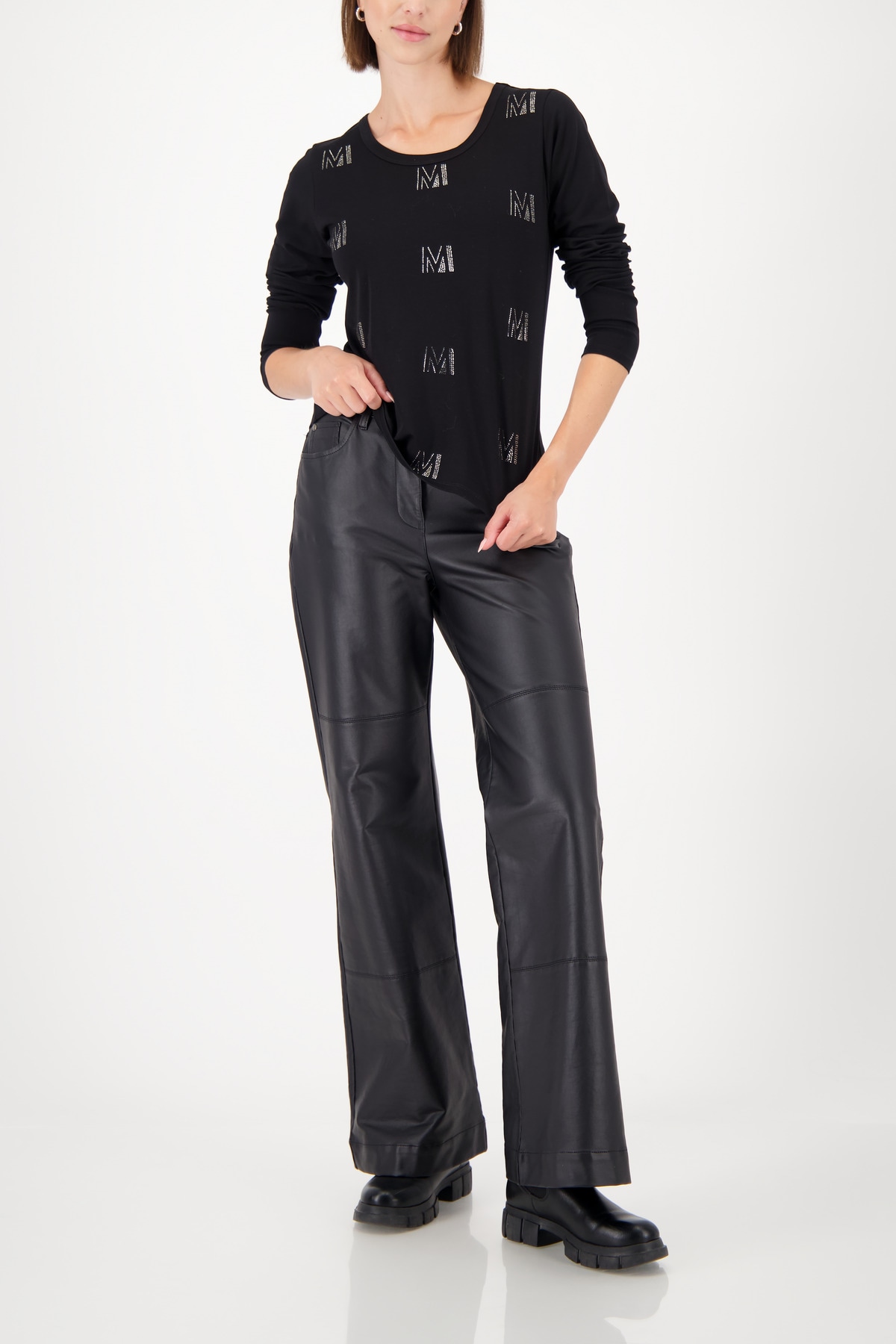 Monari Langarmshirt Regular fit mit Rundhalsausschnitt