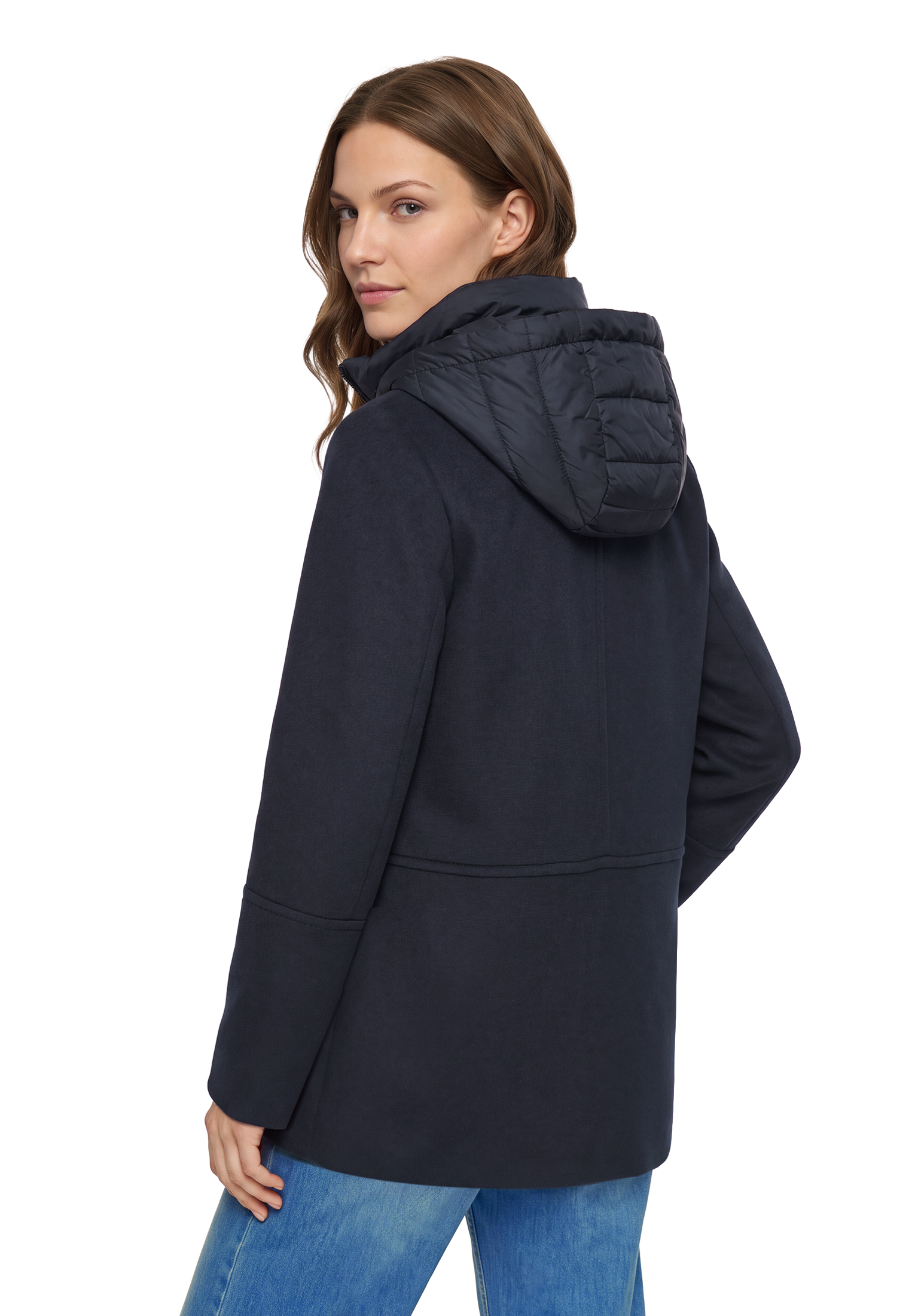 Gil Bret Wolljacke mit Kapuze mit Reverskragen und Steppkapuze