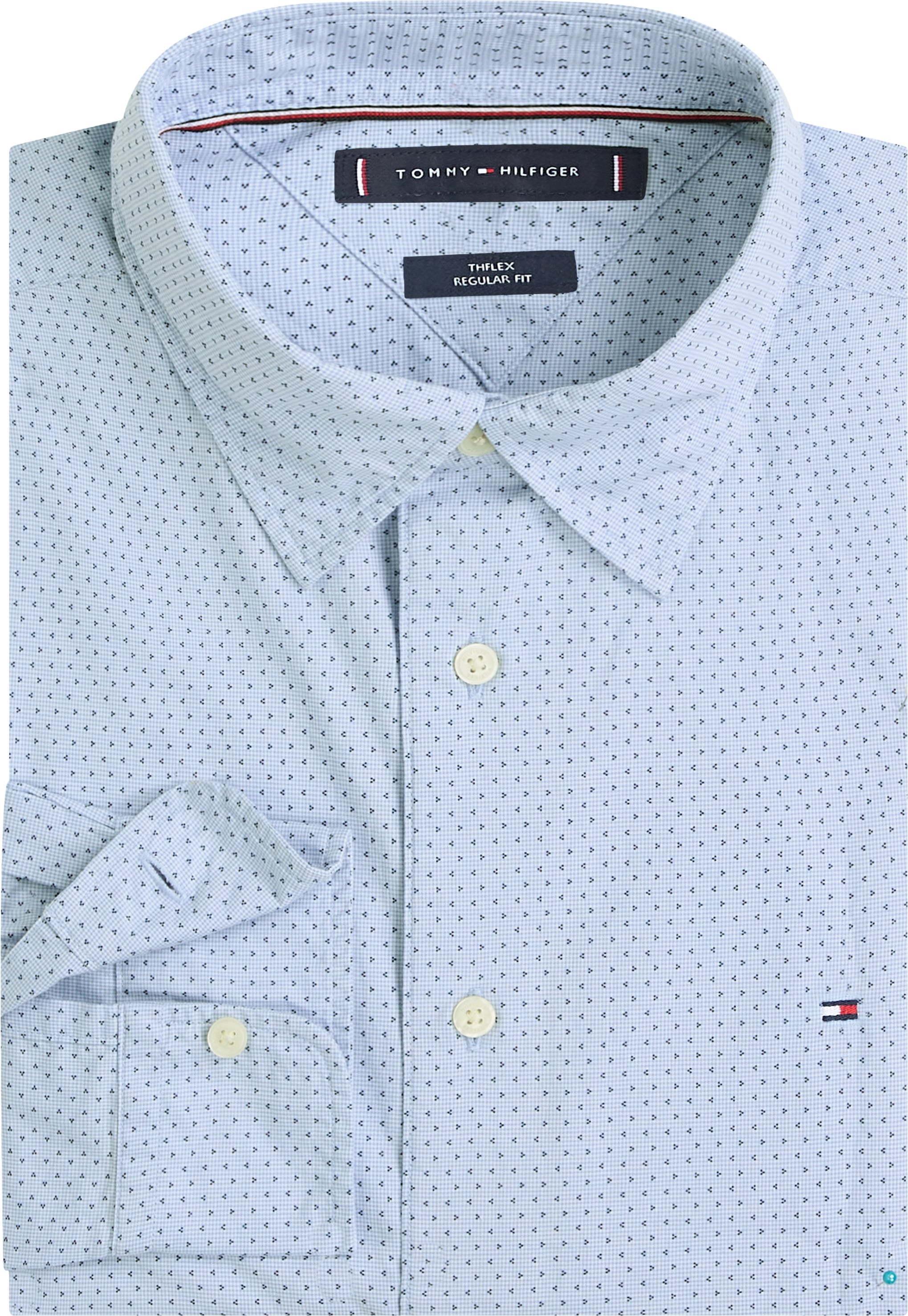 Tommy Hilfiger Langarmhemd »FLEX POPLIN MINI PRINT Regular Fit SHIRT«, regular fit, Kentkragen