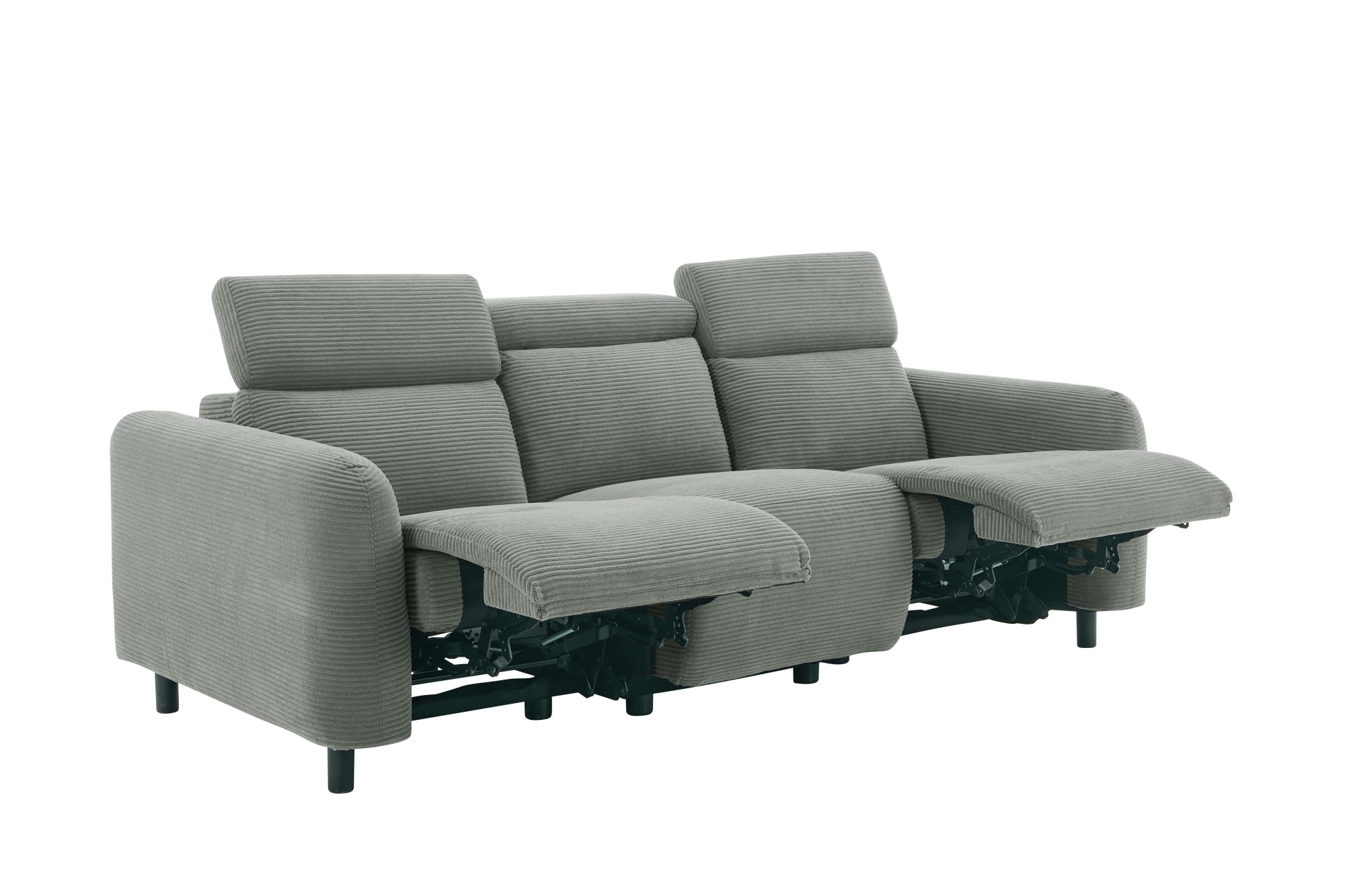 GOODproduct 3-places »SKAANE Cord-Sofa, 229 cm, manuelle u. elektrische Relaxfunktion« Relax-Funktion in 2 Sitzen, Kopfteilverstellung, Federkernpolsterung