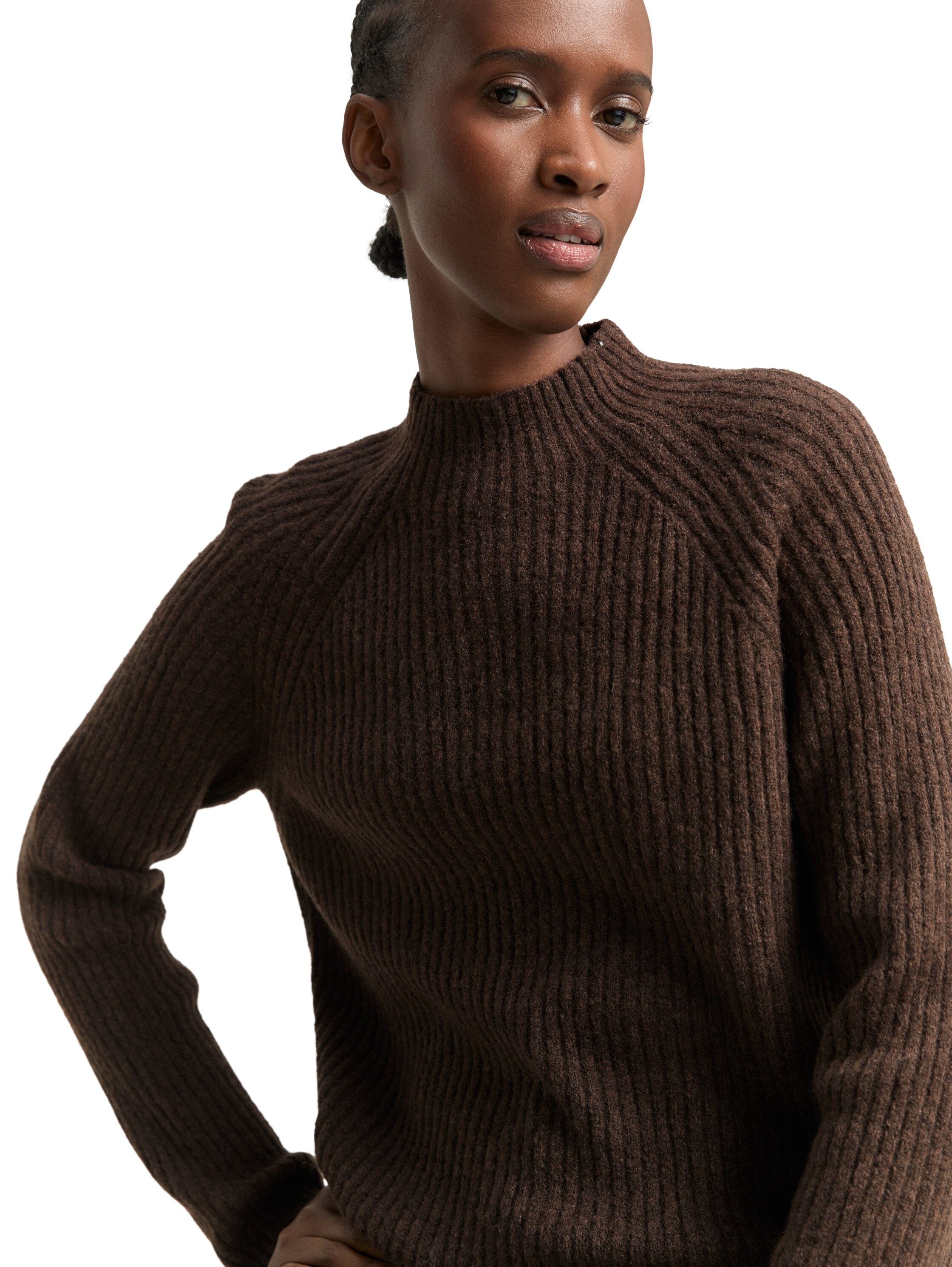 TOM TAILOR Denim Strickpullover mit Stehkragen