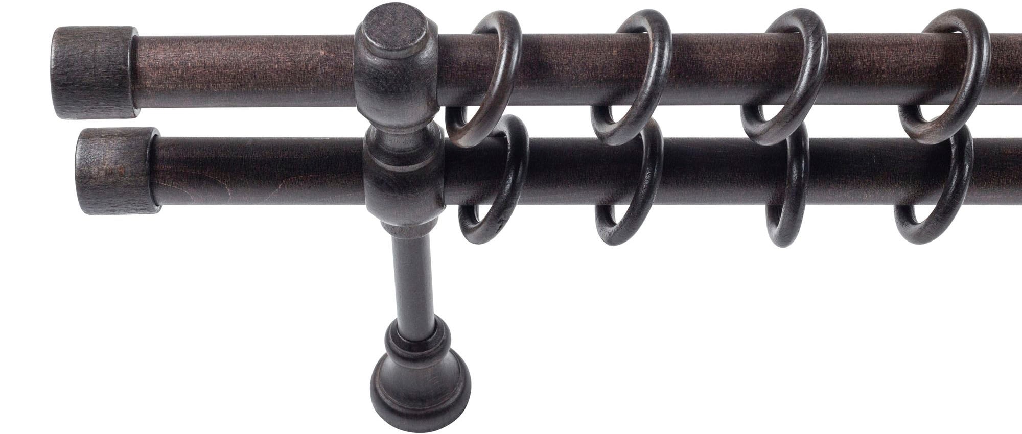 SN DECO GROUP Tringle à rideaux »Cafiro« 2 course-läufig Fixmass 28 mm, Holz, verschiedene Längen und Farben, Komplettset