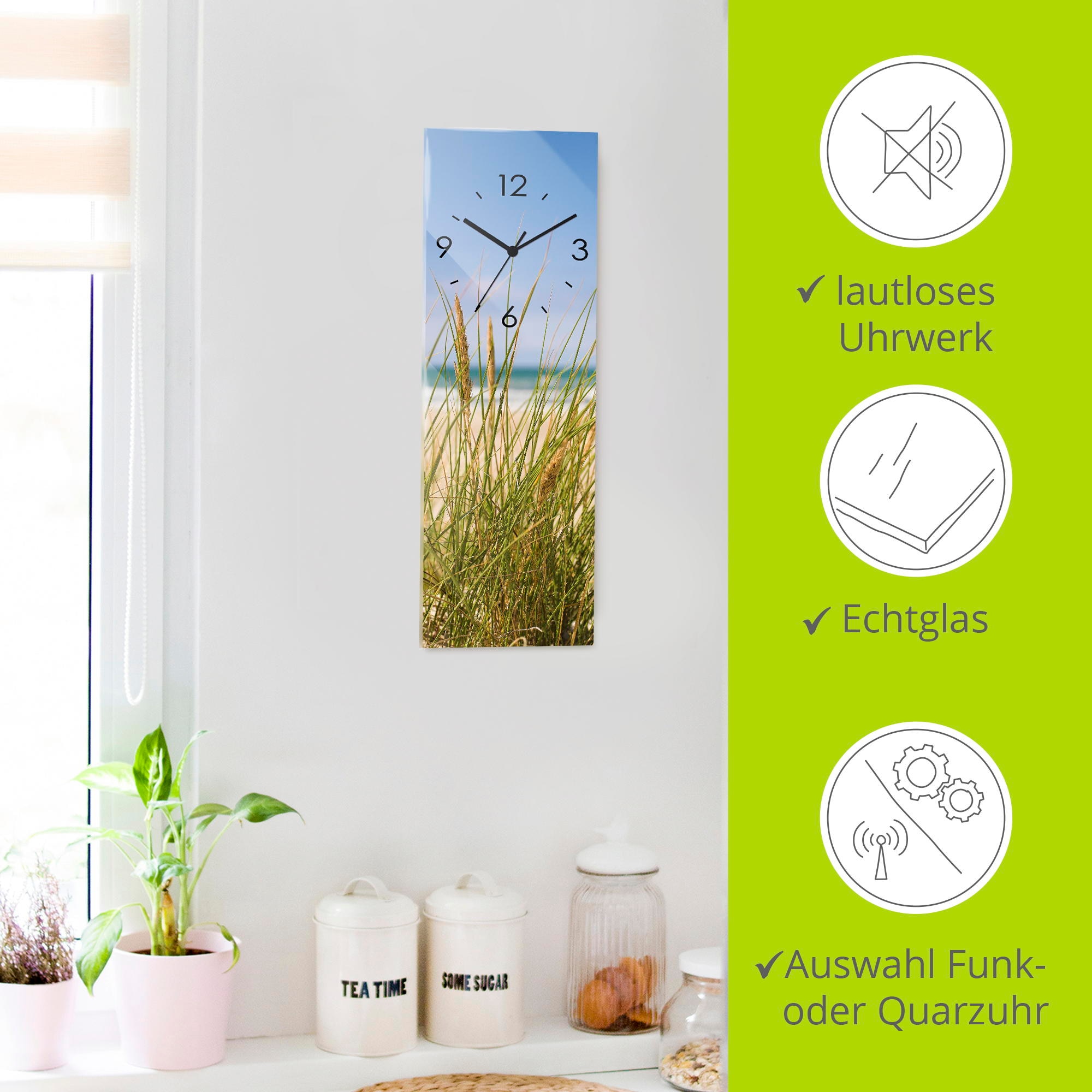 Artland Wanduhr »Dünengras« wahlweise mit Quarz- oder Funkuhrwerk, lautlos ohne Tickgeräusche