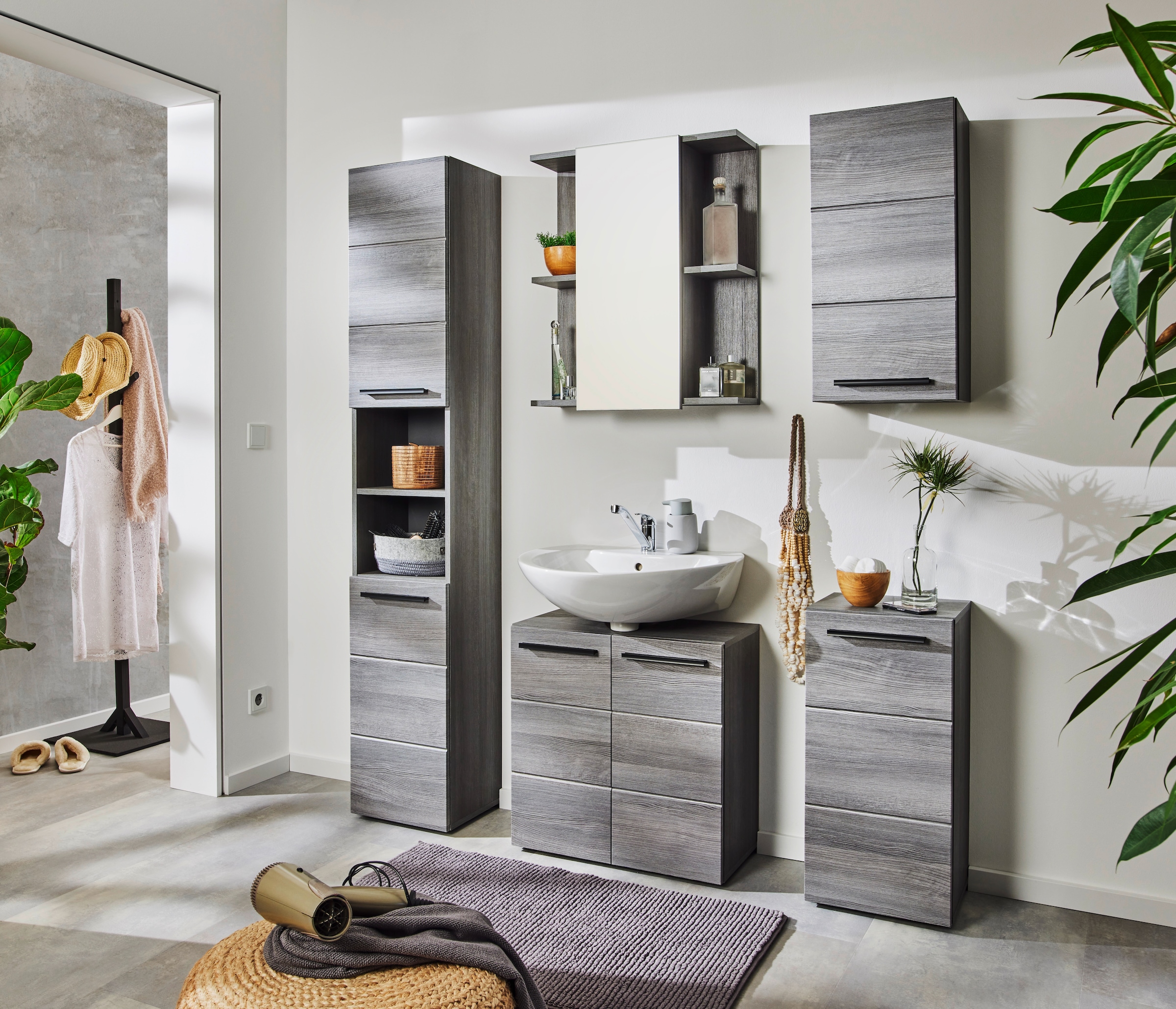 BASIC by Balculina Hängeschrank »Silver, Badezimmerschrank BxHxT 34x70x23« 1 Stk. tlg. Breite 34cm, Tür L/R monierbar, FSC-Mix 70%