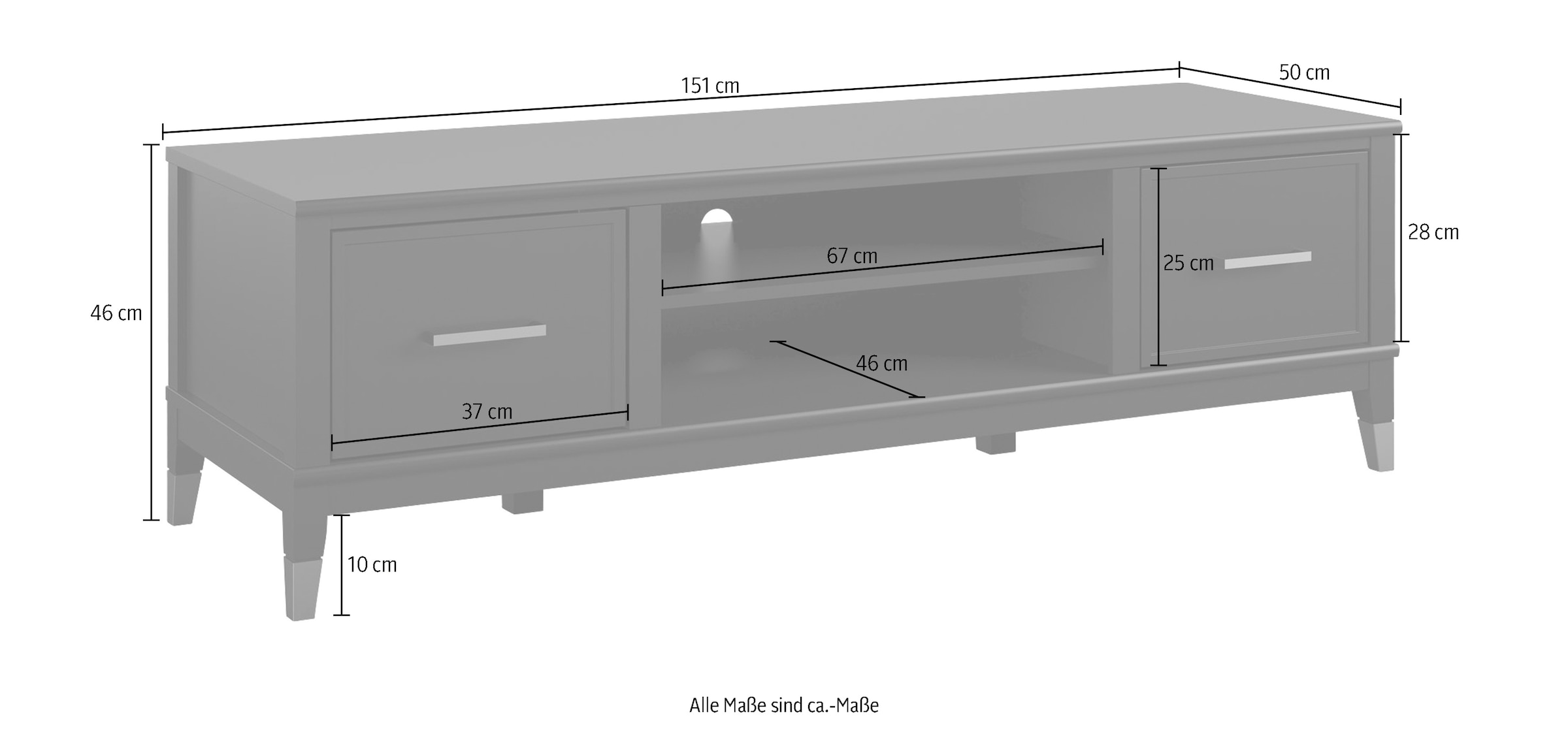 CosmoLiving by Cosmopolitan Lowboard »Westerleigh« Kommode mit 3 x Kabeldurchführungen, MDF, Breite 152 cm