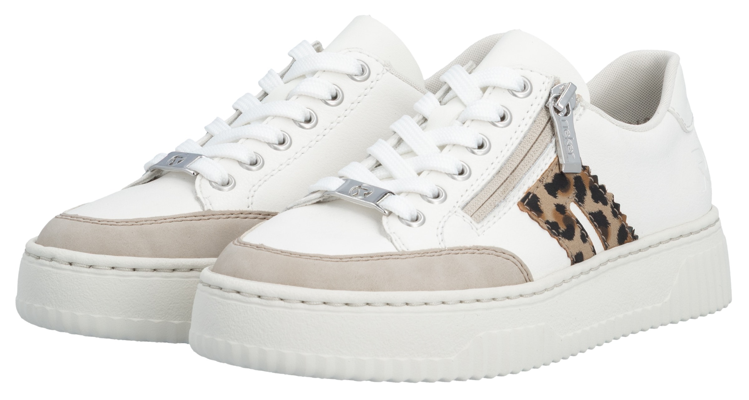 Rieker Plateausneaker  Halbschuh, Schnürschuh, Casual-Sneaker mit leo-Besatz