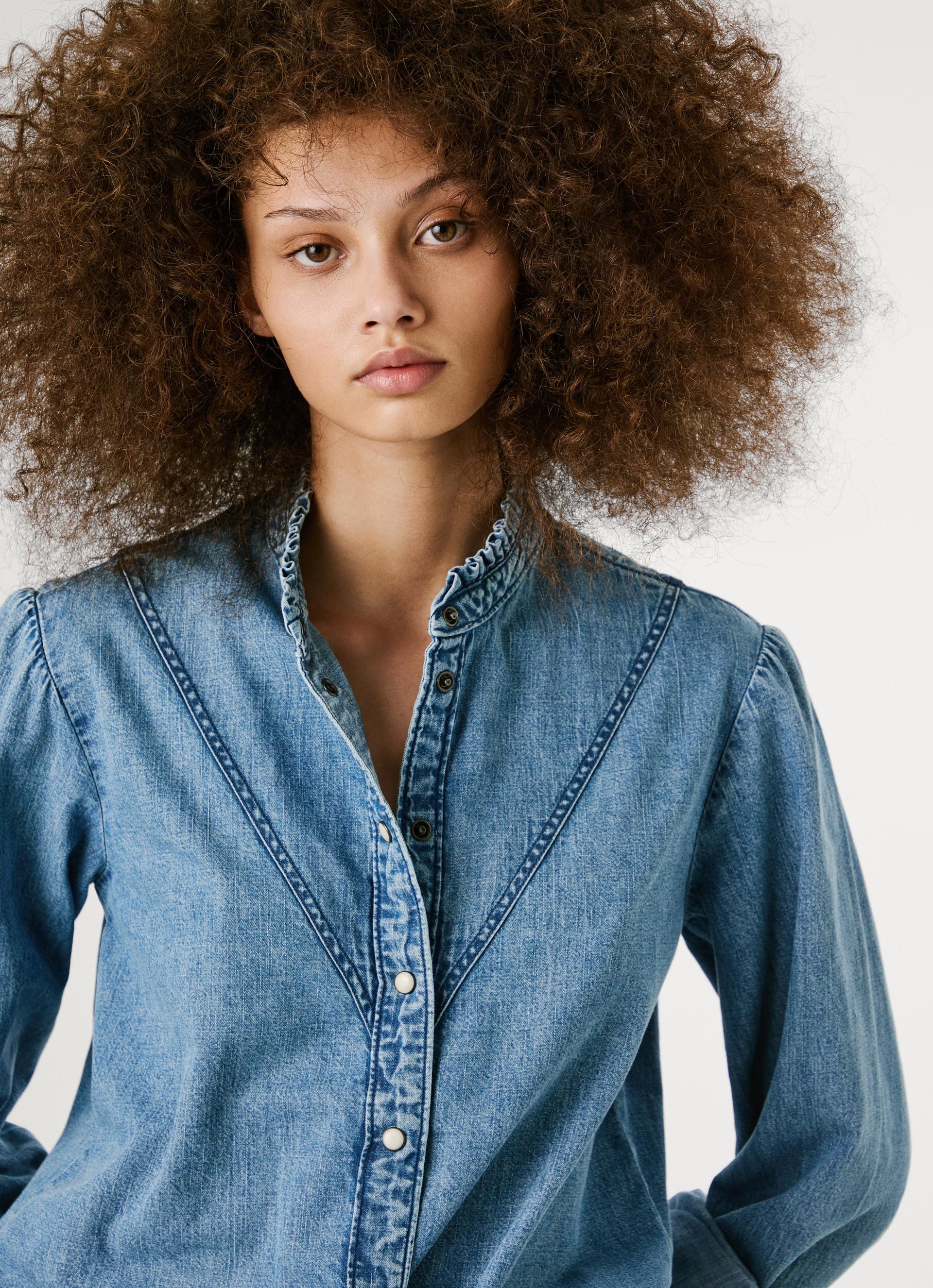 Pepe Jeans Blouse en jean »REGULAR DENIM BLOUSE« mit Druckknöpfen