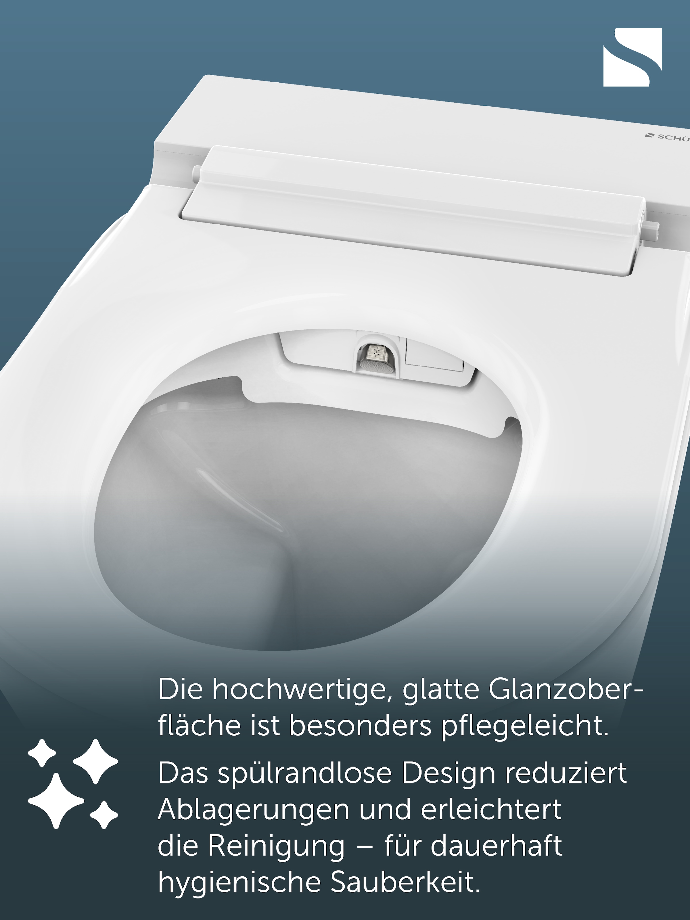 Schütte Dusch-WC Dusch-WC, Wandhängend, spülrandlos, Gesäss- & Ladydusche, LED