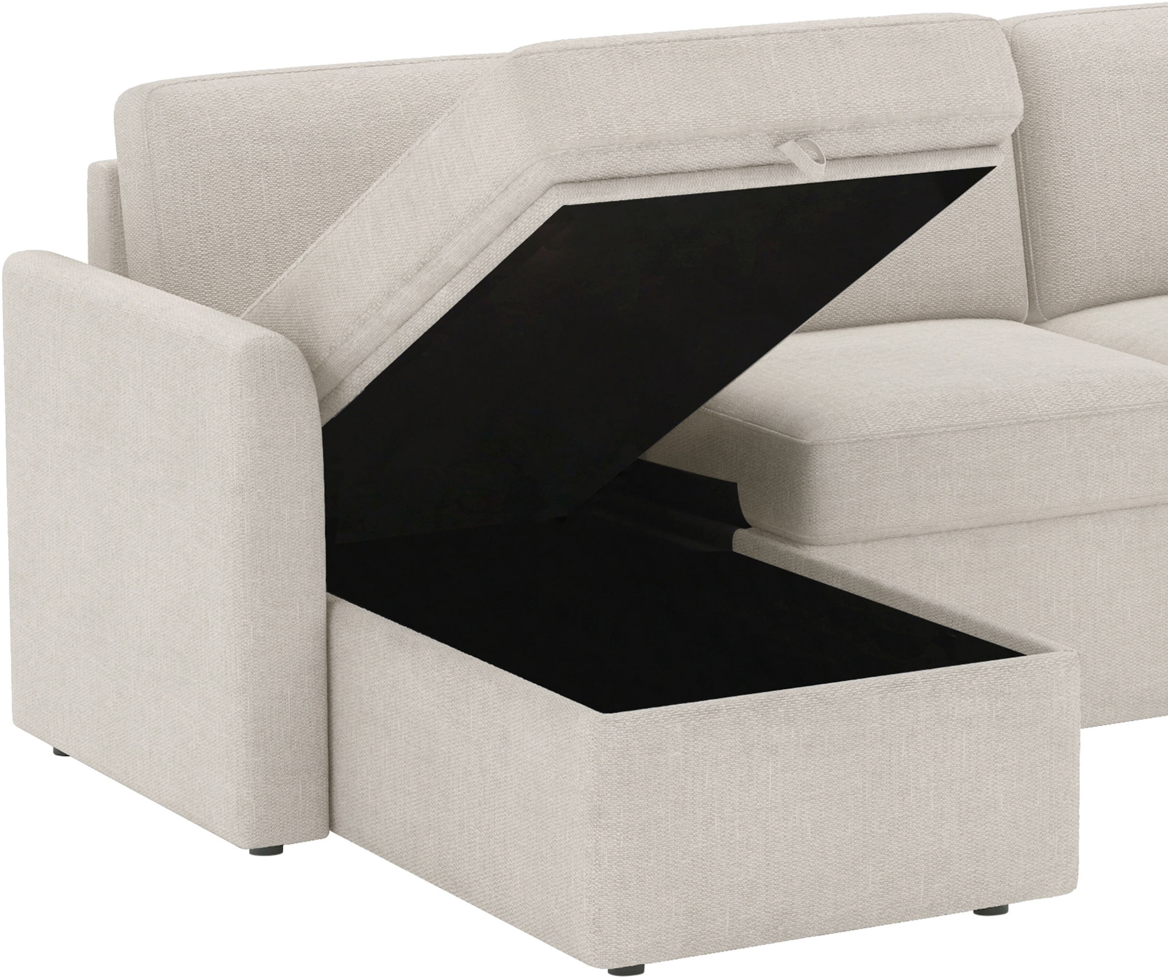 Dorel Home Canapé d'angle »NORDHUS, L-Form, 200 cm, Recamiere rechts/links montierbar« grosser Stauraum, softer Cord und feiner Webstoff-Bezug