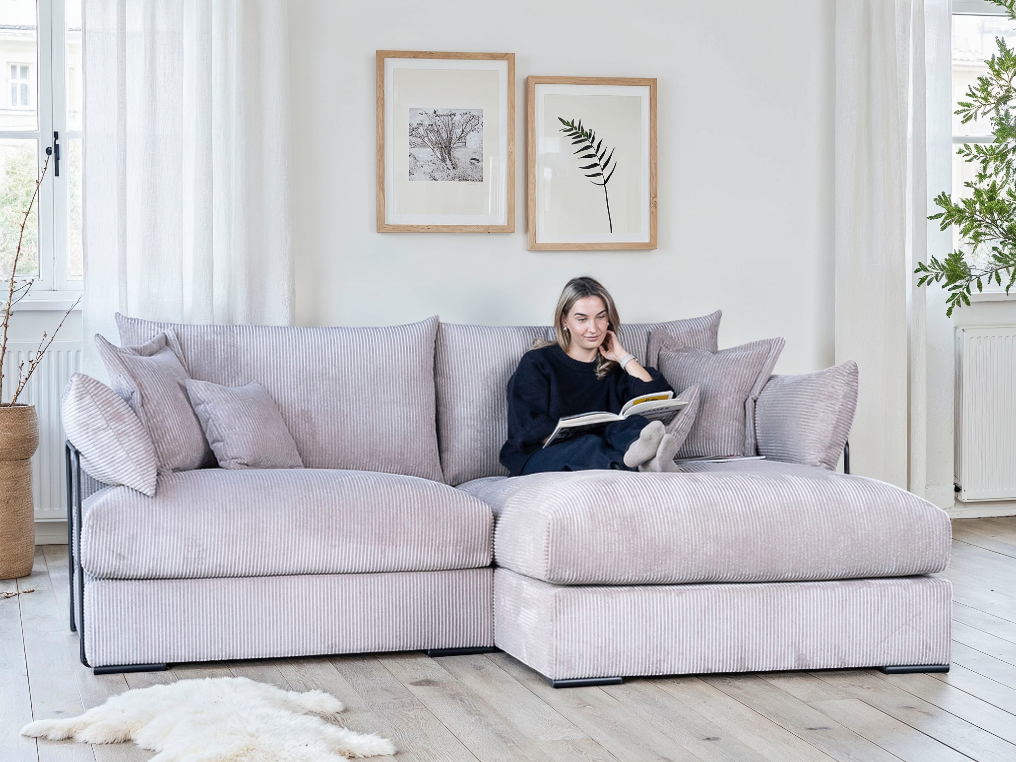 Home affaire Ecksofa »Casa XL L-Form, Breite 190 cm« Mega-Sofa, Cord oder Chenille-Struktur wählbar, mit Federkern!