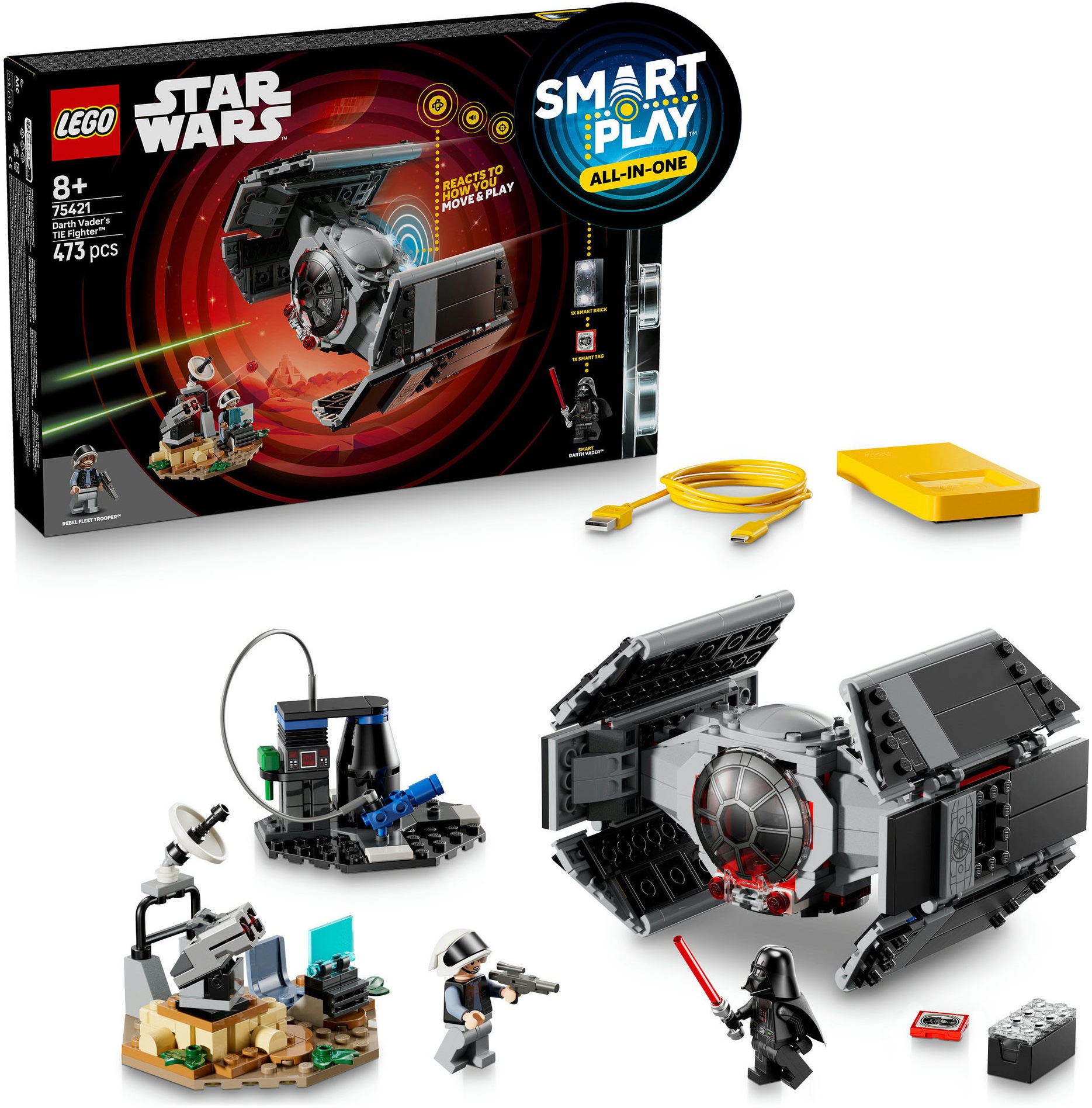 LEGO® Konstruktionsspielsteine »SMART Play: Darth Vaders TIE Fighter (75421), LEGO Star Wars™« mit Licht- und Soundeffekten