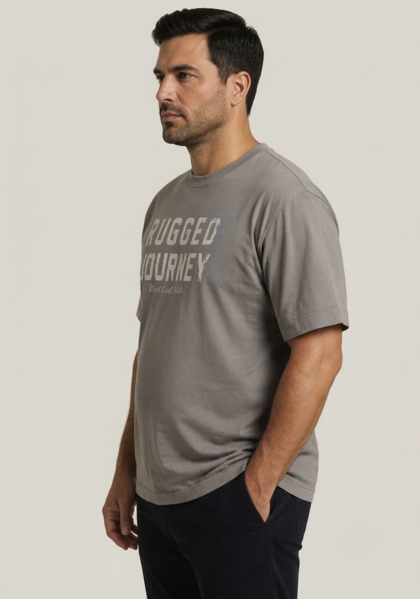 Man's World Plus Rundhalsshirt »auch in Grosse Grössen bis Gr. 7XL Ärmel-Fit« Regular Fit, Kurzarm, mit Print, bedruckt, aus Single Jersey