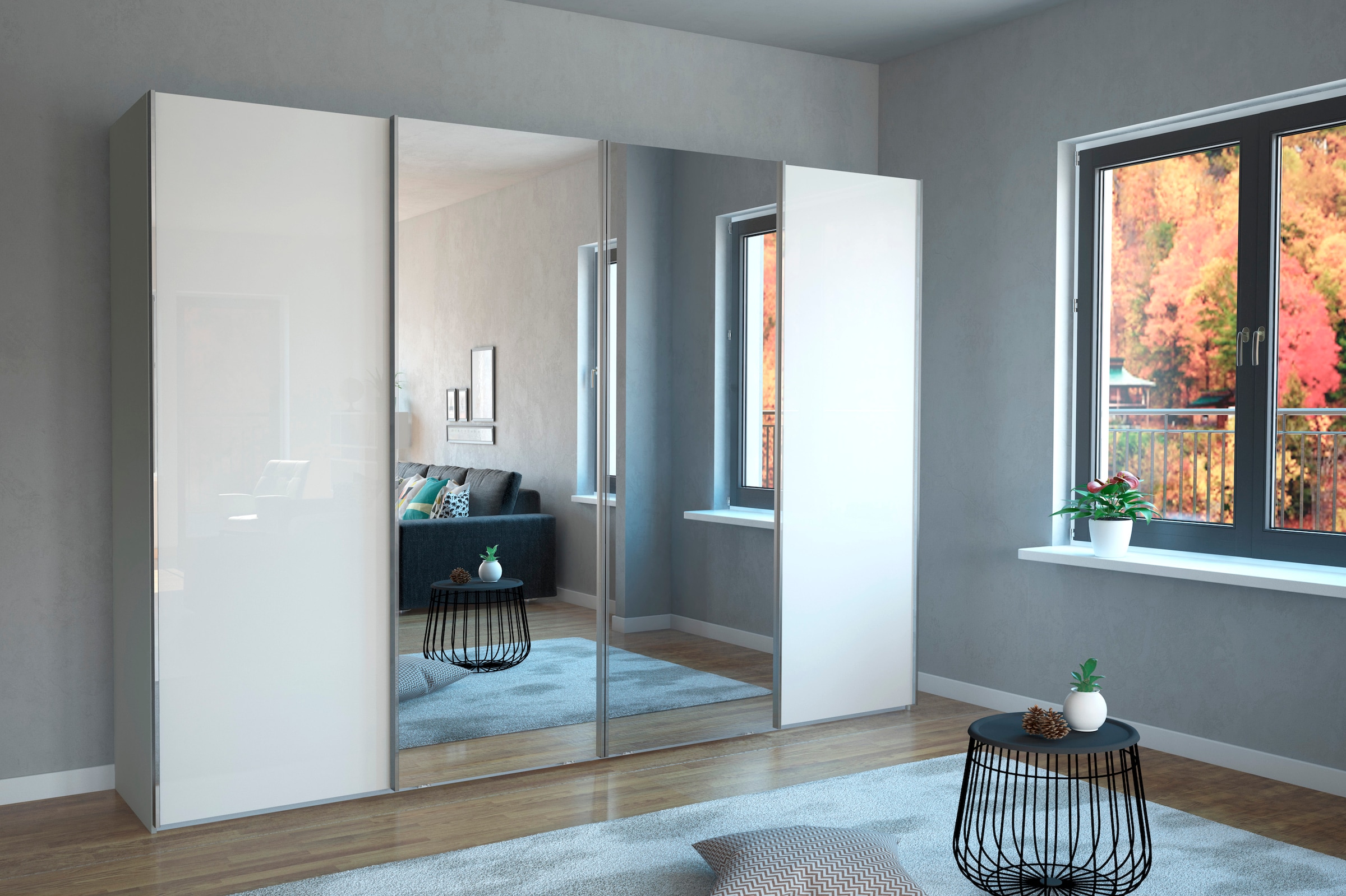 WIEMANN Schwebetürenschrank »Monaco« hochwertige Glas- und Spiegelfront