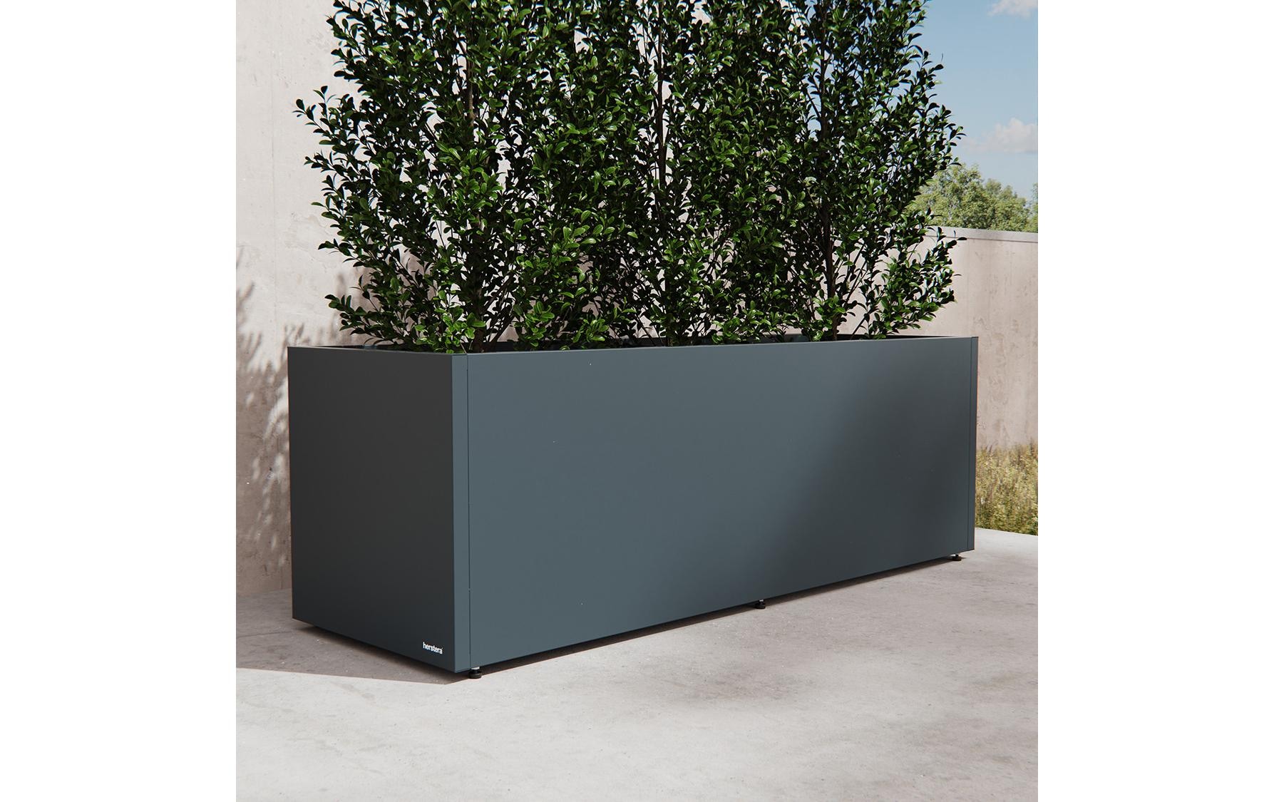 Herstera Garden Pflanzkübel aus Stahl, 150x50x50 cm, anthrazit
