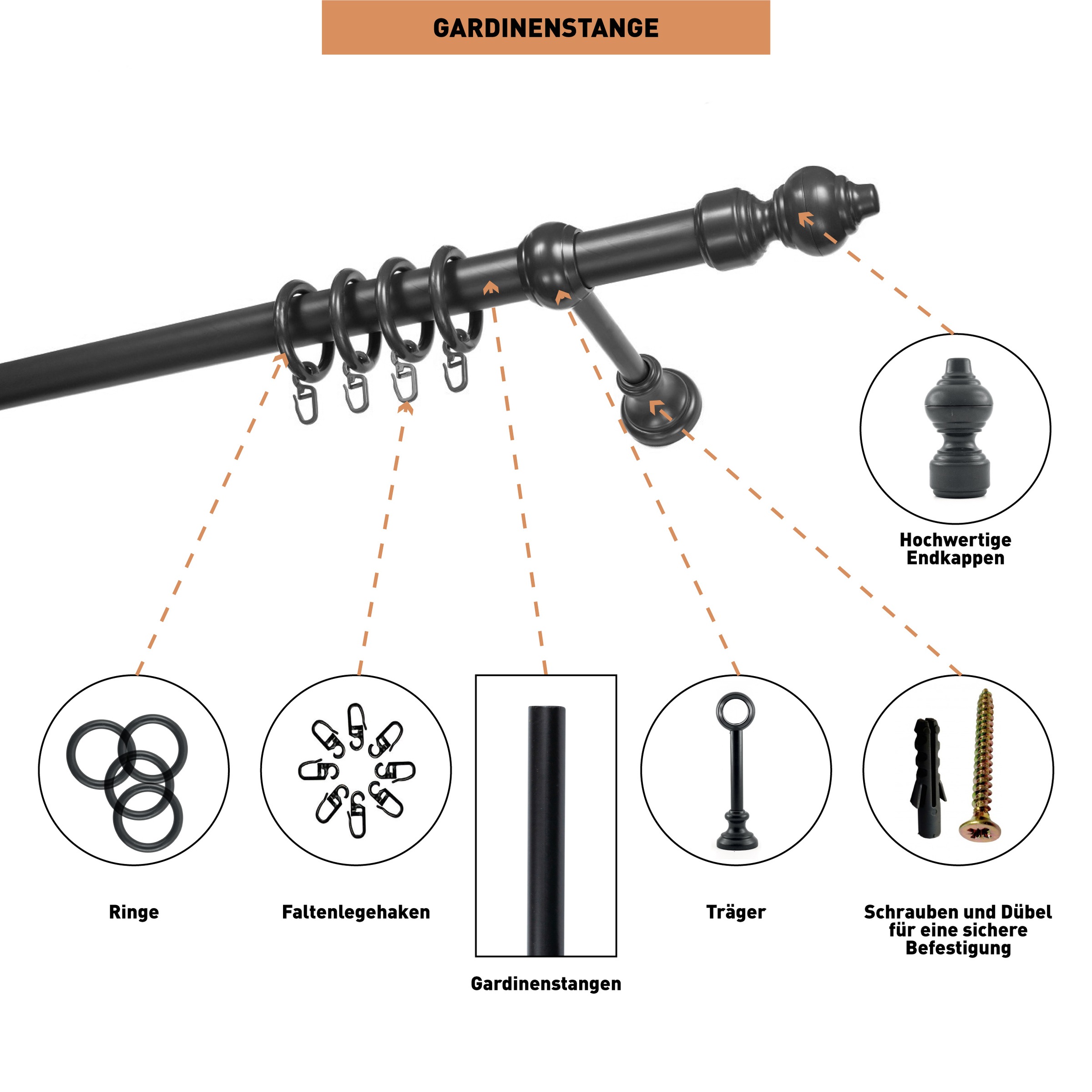 SN DECO GROUP Gardinenstange »Filigrano« 1 läufig-läufig Fixmass