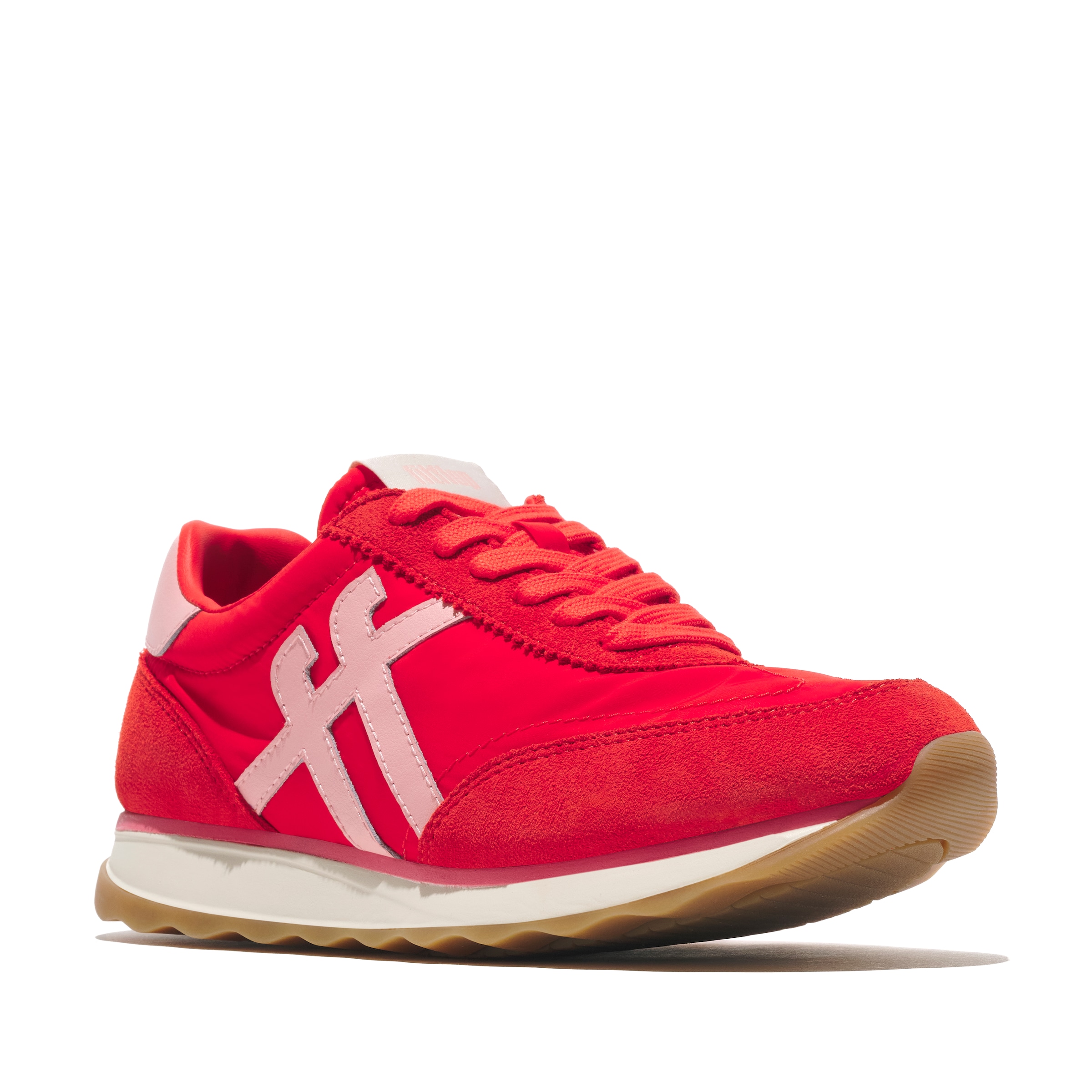 Fitflop Keilsneaker »RETRO-Q FF FABRIC/SUEDE SNEAKERS«  Schnürschuh, Freizeitschuh, Halbschuh mit Kontrastbesatz