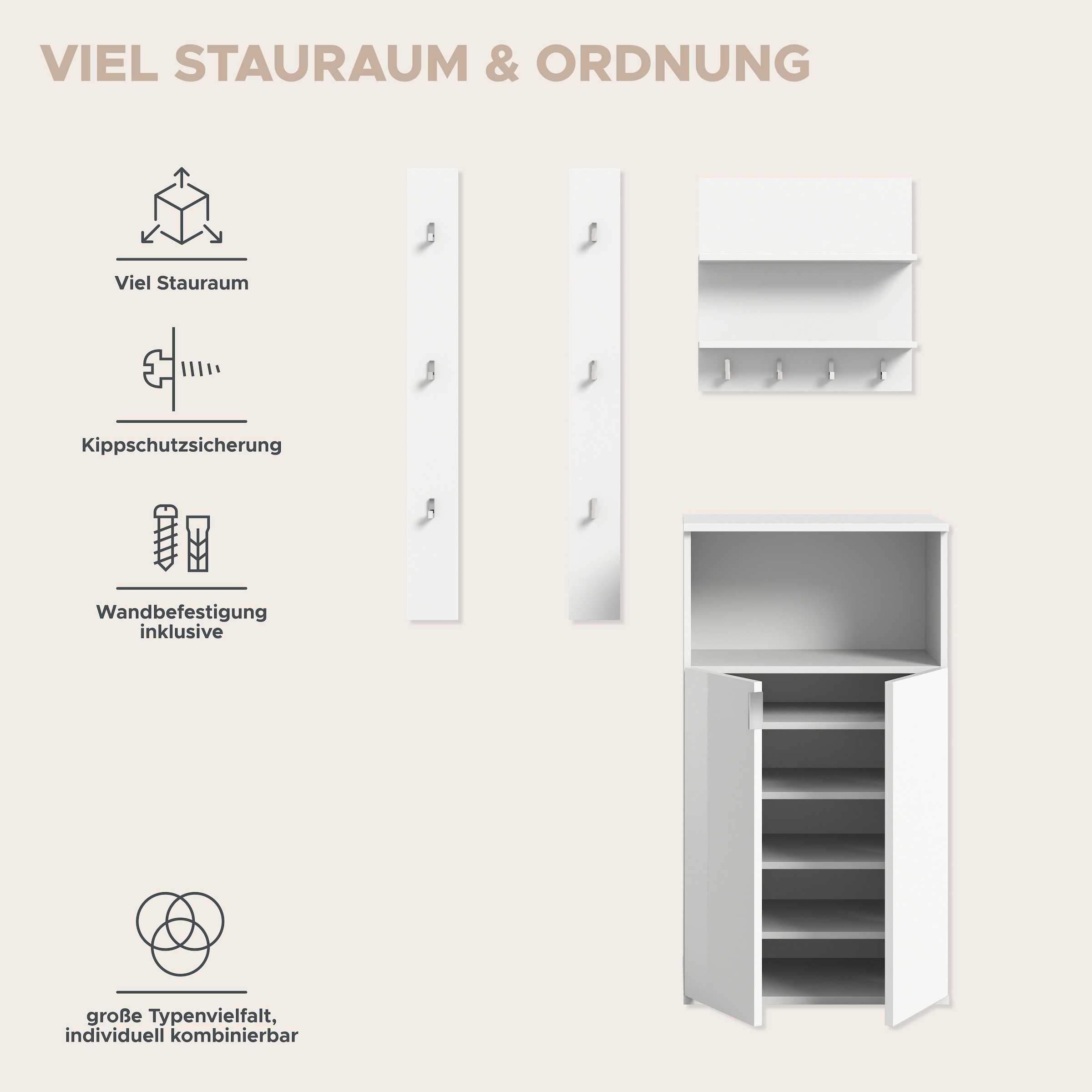 INOSIGN Garderoben-Set »Trondheim, Garderobenset 3-tlg. Breite 111 cm,« 3 Stk. tlg.