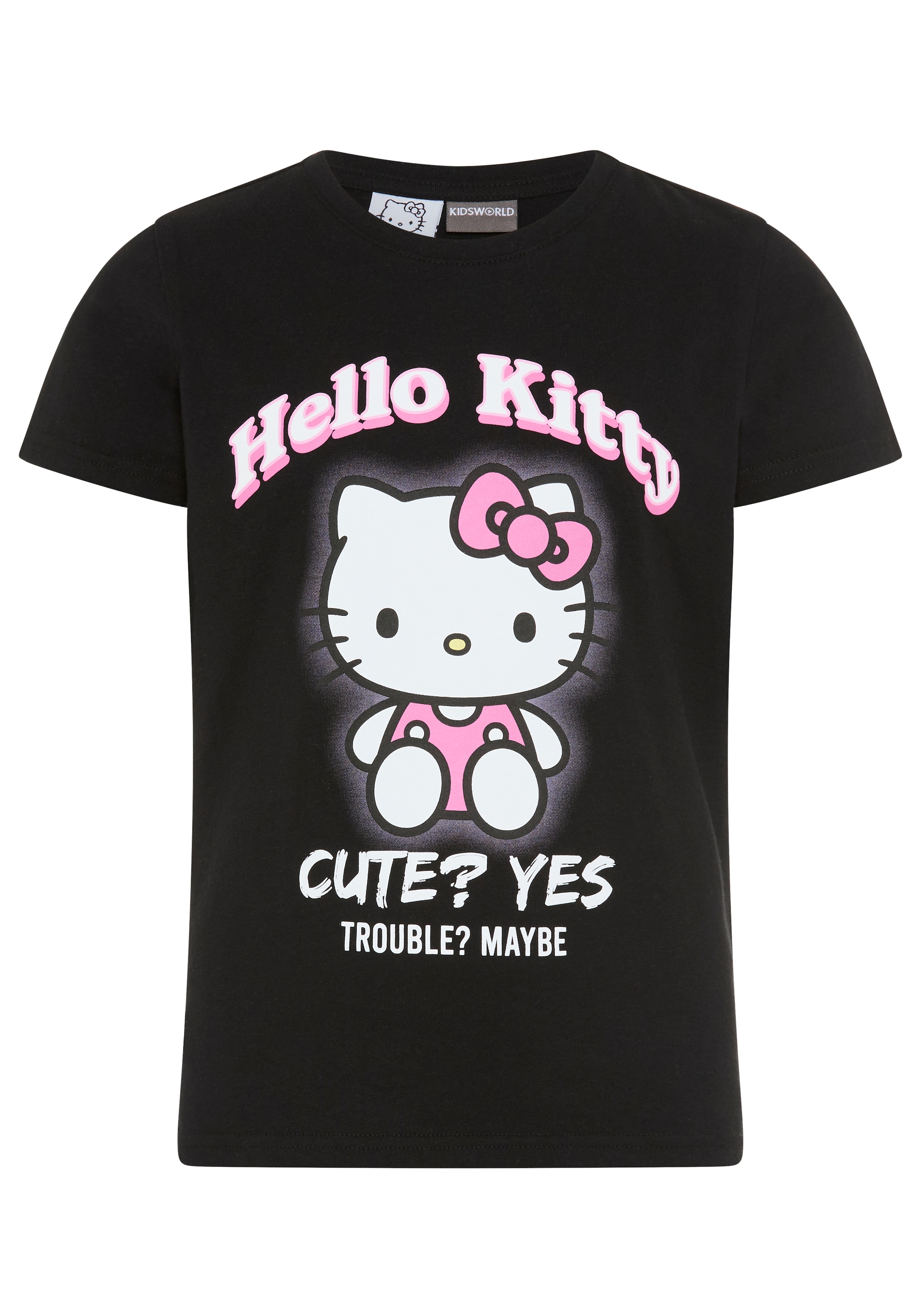 KIDSWORLD T-Shirt »HELLO KITTY T-Shirt: Cute?« Kurzarm, Rundhalsausschnitt, bedruckt, normale Länge