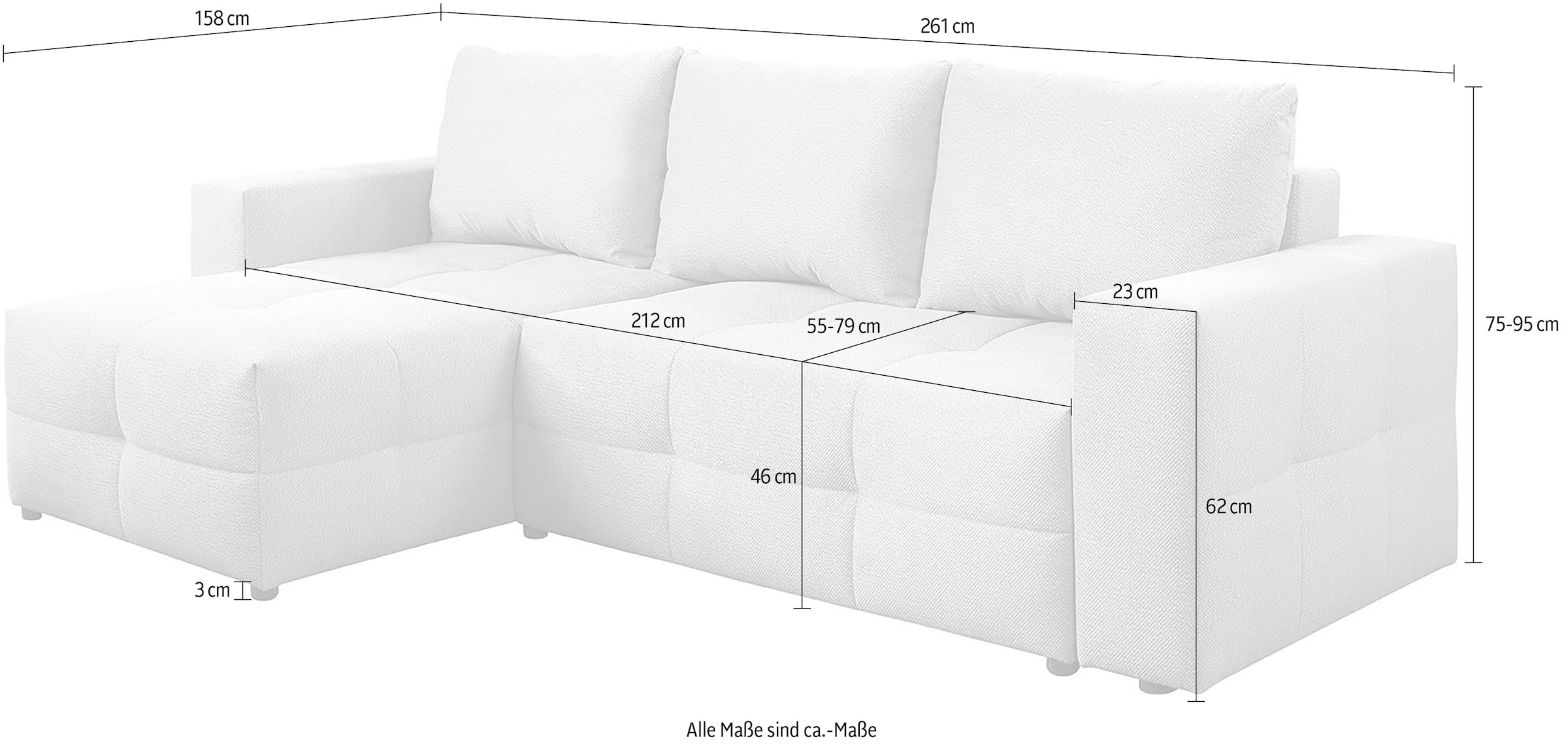 exxpo - sofa fashion Canapé d'angle Praktische Funktionsecke mit Federkern, Bettfunktion und Stauraum