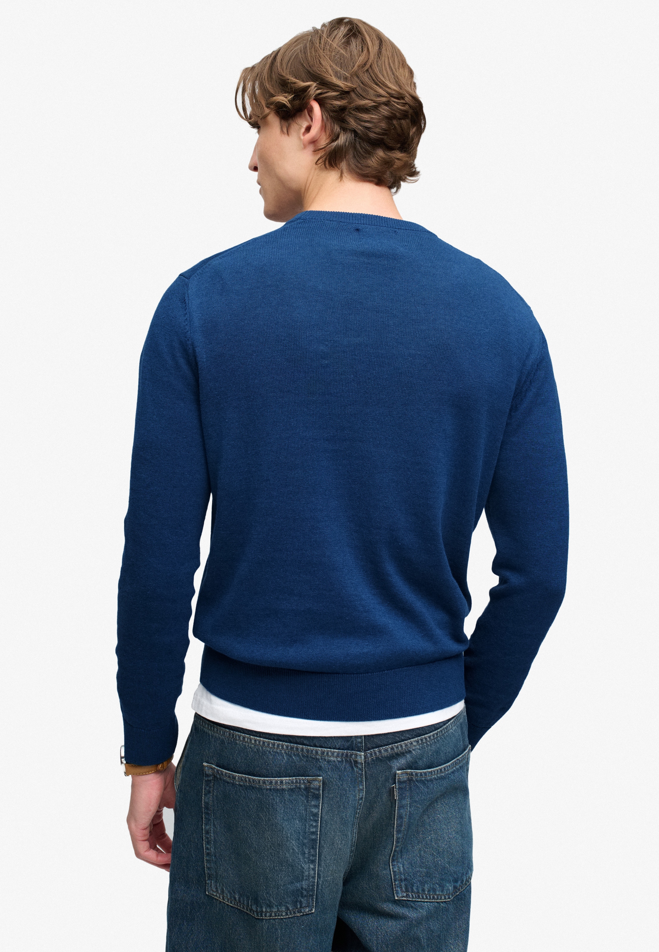 Superdry Pull à col rond »PREP ESSENTIAL COTTON JUMPER« Coton, coupe slim