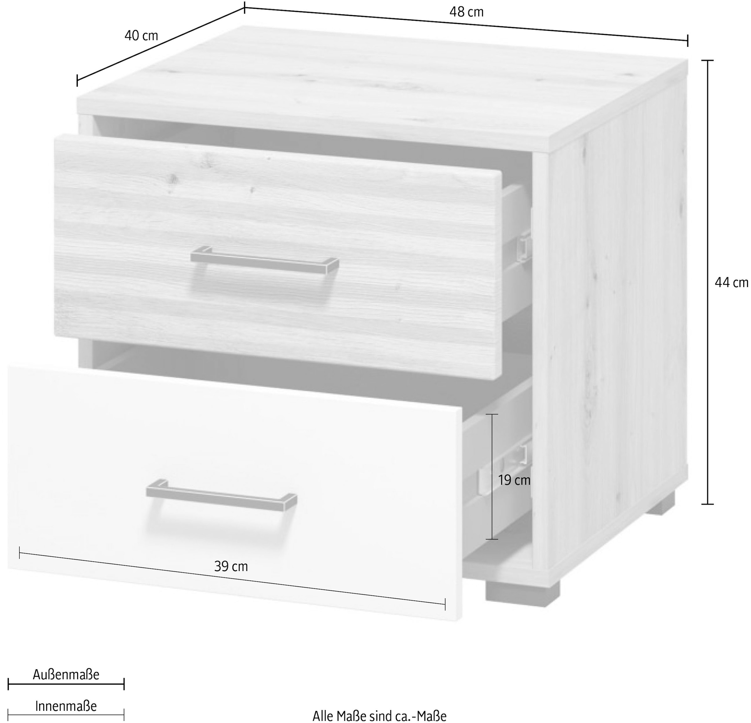INOSIGN Nachtkommode »Modena Nachtschrank Nachttisch mit 2 oder 3 Schubladen« FSC®-Zerifiziert  Trendfarbe cashmere, ideal für kleine Räume