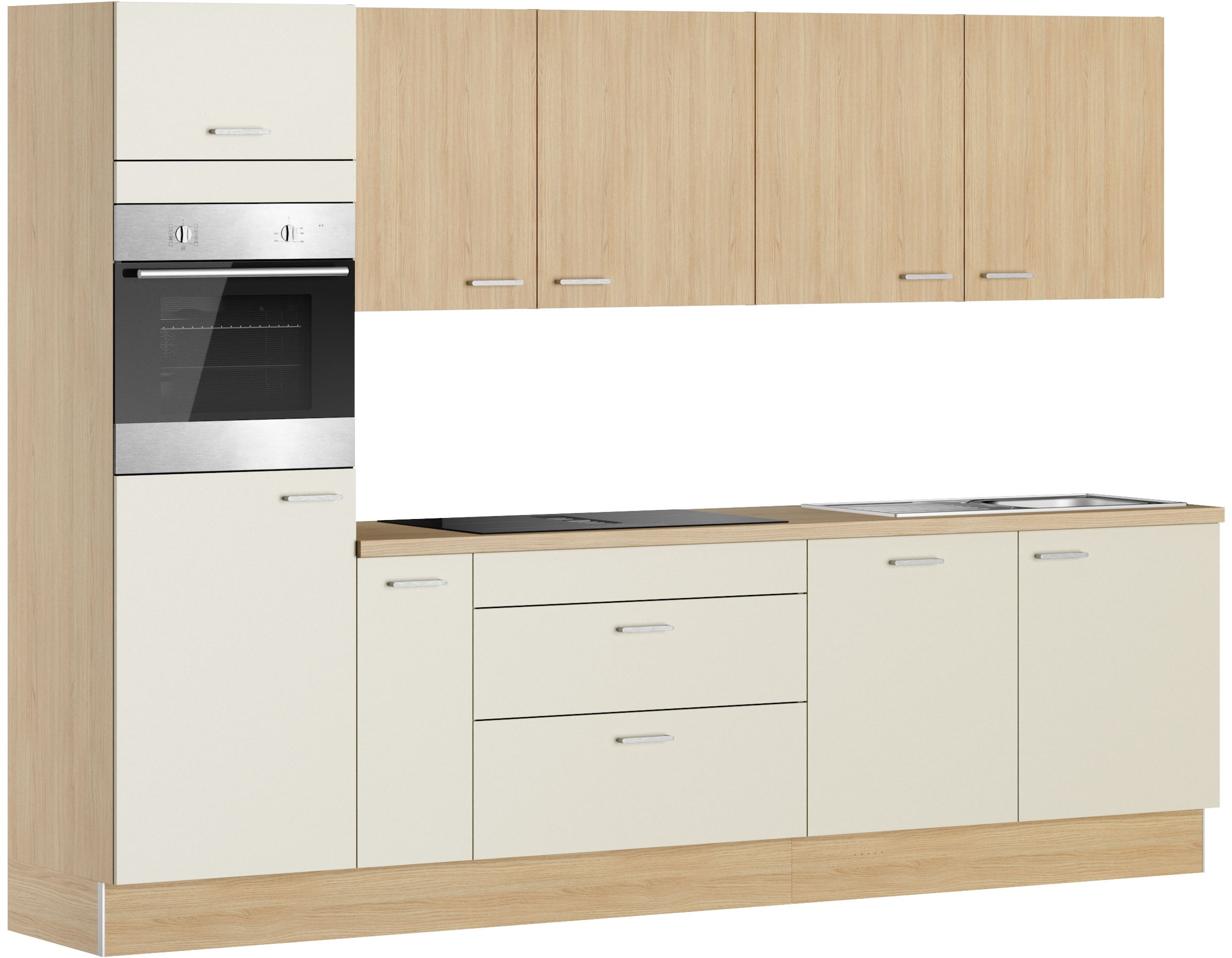 KOCHSTATION Kitchenette »KS-Lucy« Breite 300 cm, Soft-Close, inkl. Zubehör, wahlweise mit E-Geräten