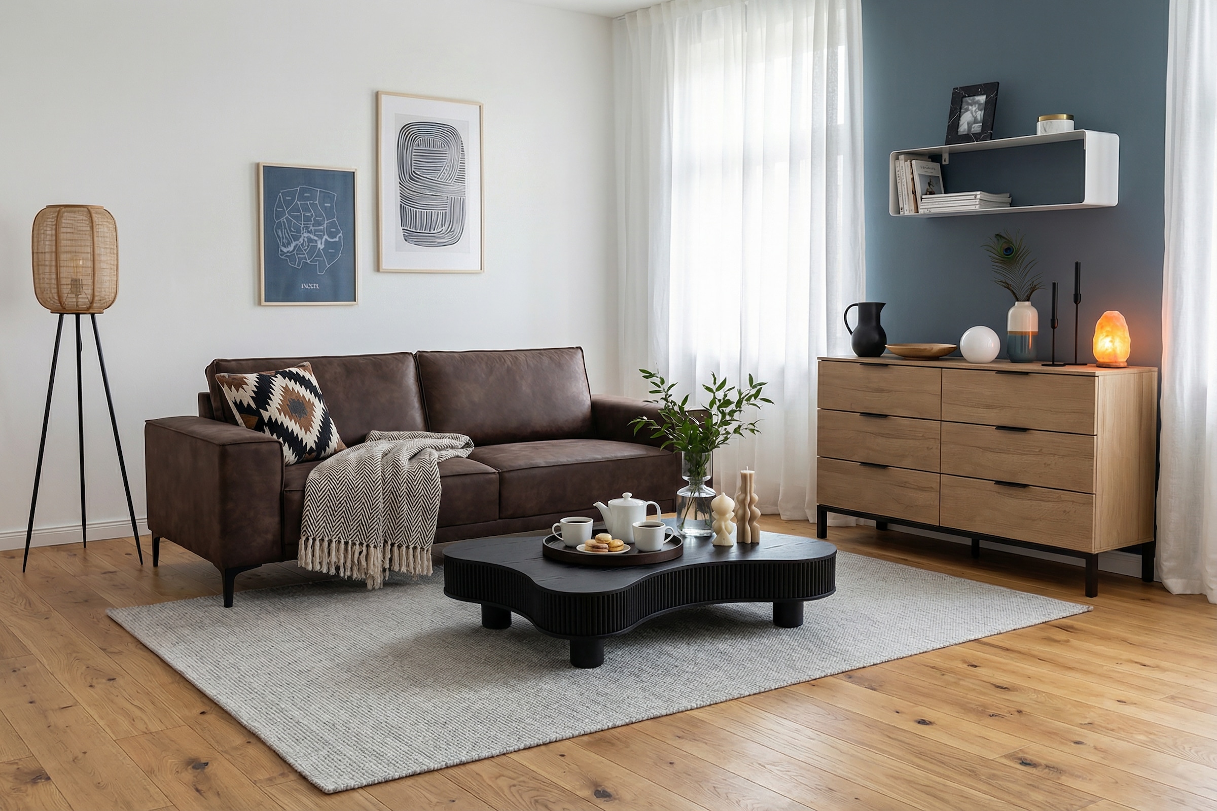 GOODproduct 3-places »OLAND Luxus-Microfaser, Sofa, B: 224 cm, Skandi-Design« structure, tissu plat, microfibre de luxe, bouclé