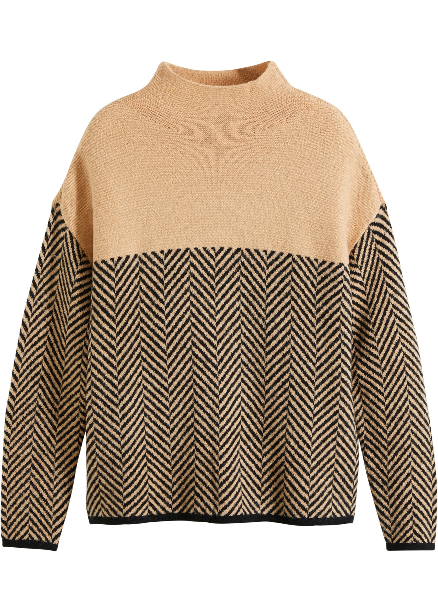 bonprix Strickpullover aus Polyacryl, Polyester und Elasthan, mit Stehkragen