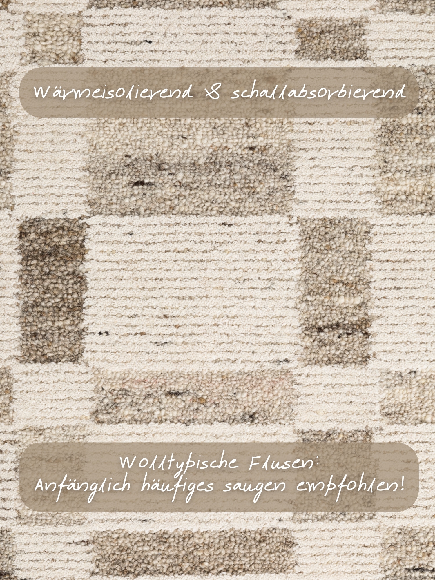 vikosa Tapis en laine »Structa« Rectangulaire 15 mm Höhe Handgemacht, Grafisch, Karo, Natur, Wolle, Wohnzimmer,Schlafzimmer