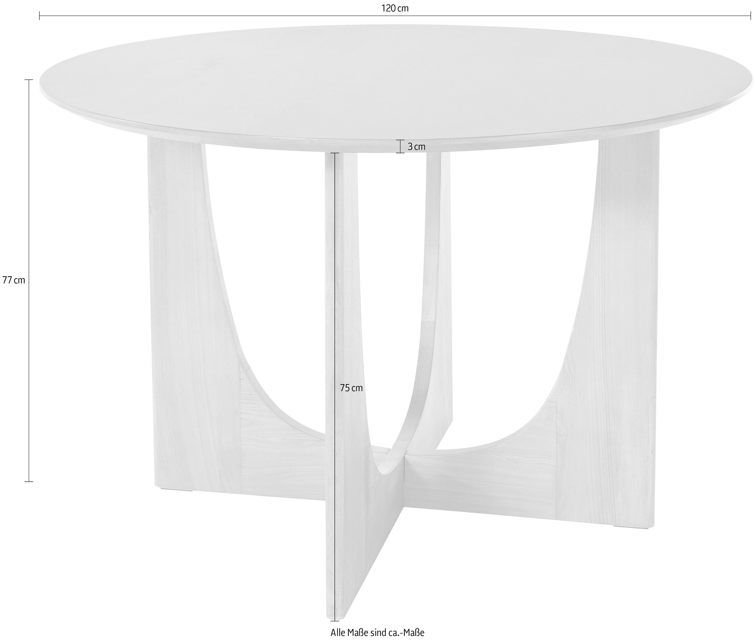 LeGer Home by Lena Gercke Table de salle à manger »Zirella« Bois de frêne massif, design marqué à pied croisé, largeur 120 cm