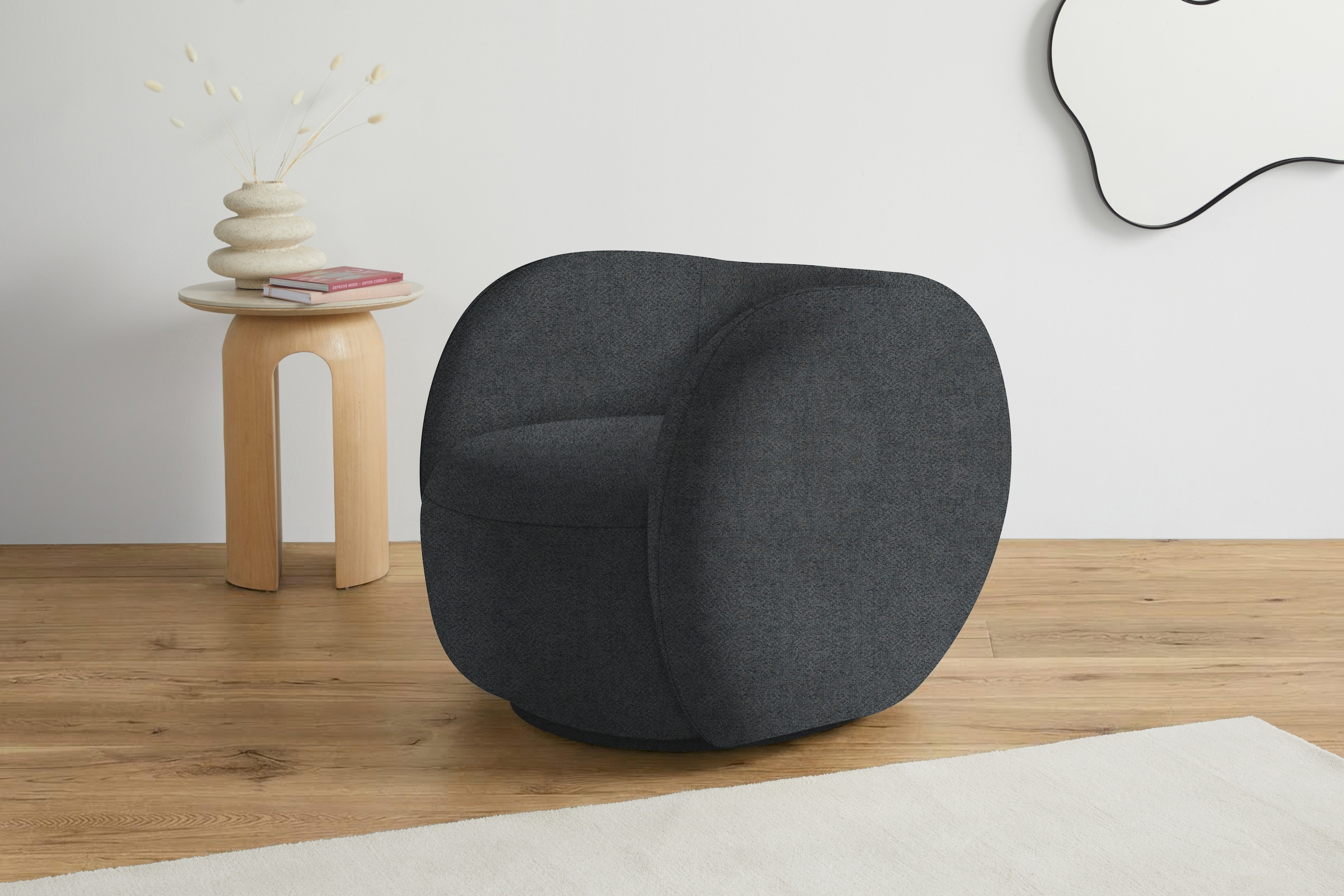 homsy by Ana Johnson Sessel »Pebbla, exklusiver, formschöner Designsessel, Drehsessel« Mit oder ohne Drehfunktion, in Luxus-Microfaser oder Chenille