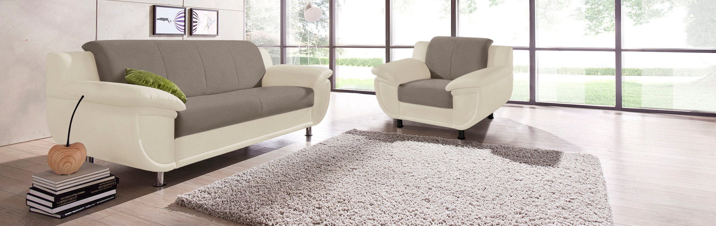 TRENDMANUFAKTUR Fauteuil »Rondo 3, Loungesessel, Breite 121cm« au choix avec ressorts confortables, avec accoudoirs extra larges