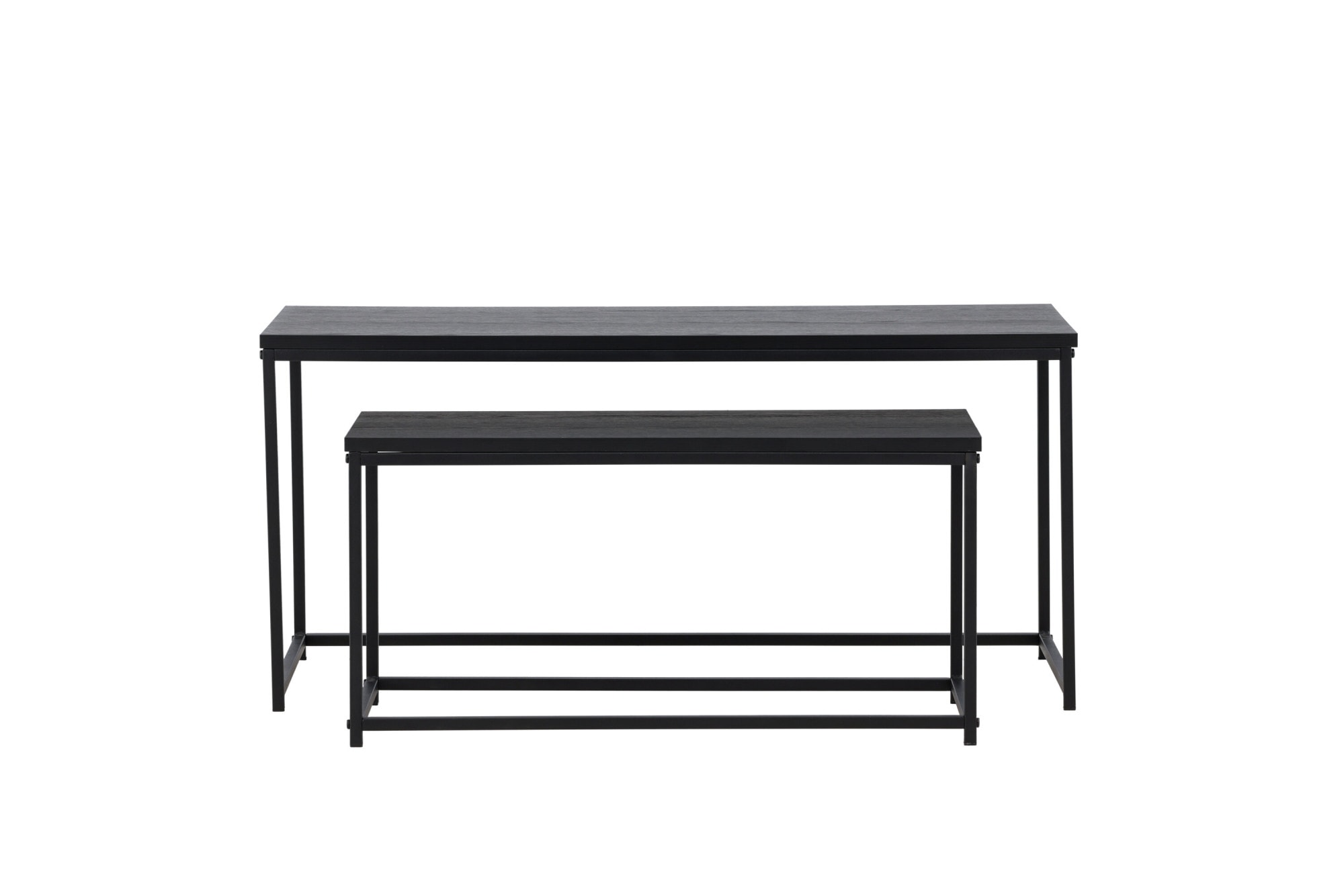 Venture Home Table basse »Staal, 2-tlg Couchtisch-Set 100 × 43 cm in Schwarz, kombinierbar« Ensemble, 2 cuis tlg. ensemble table basse, MDF, pieds en acier, noir, rectangulaire, flexible