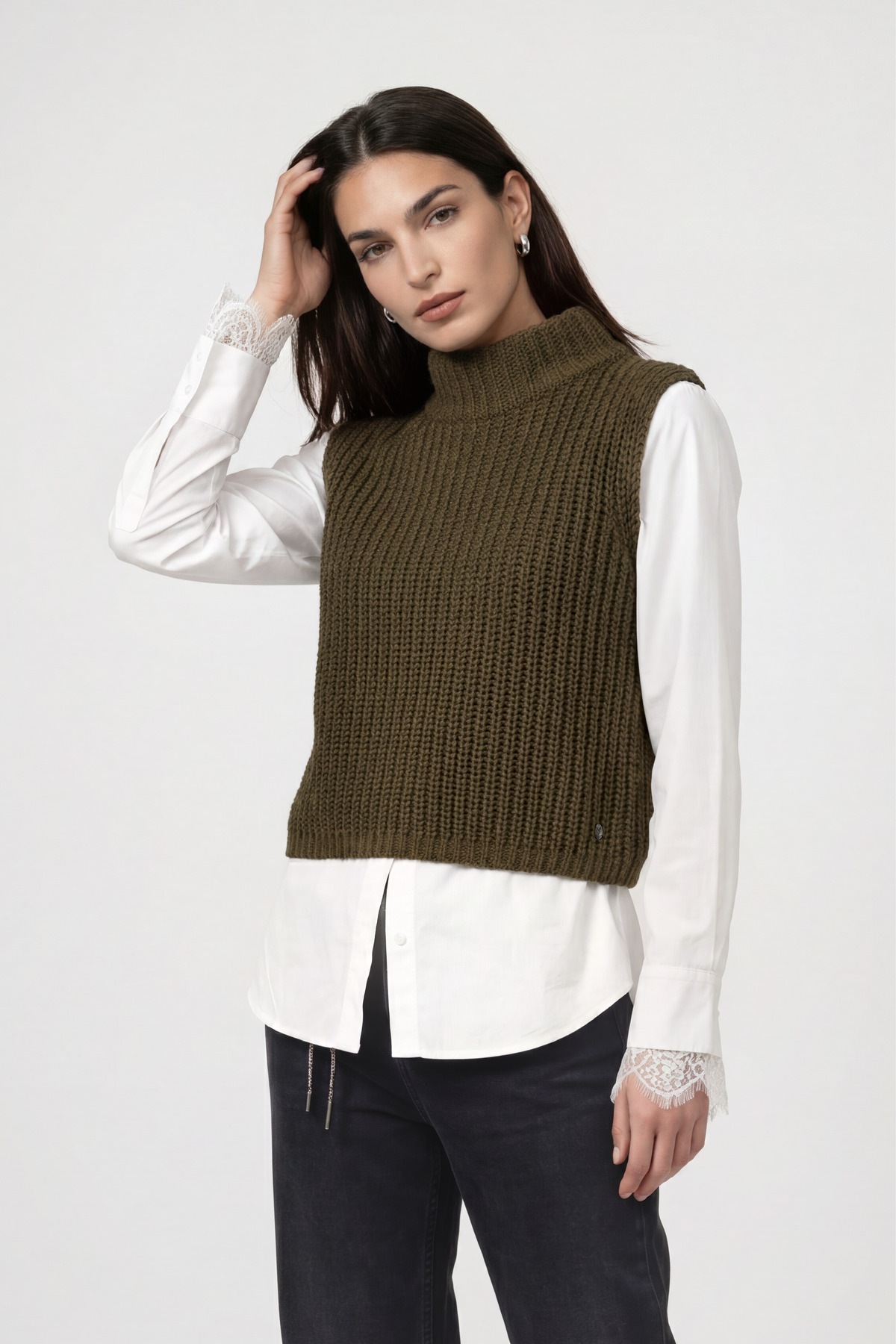Monari Pull-over »Pullunder Basic Chenille« coupe régulière avec col montant