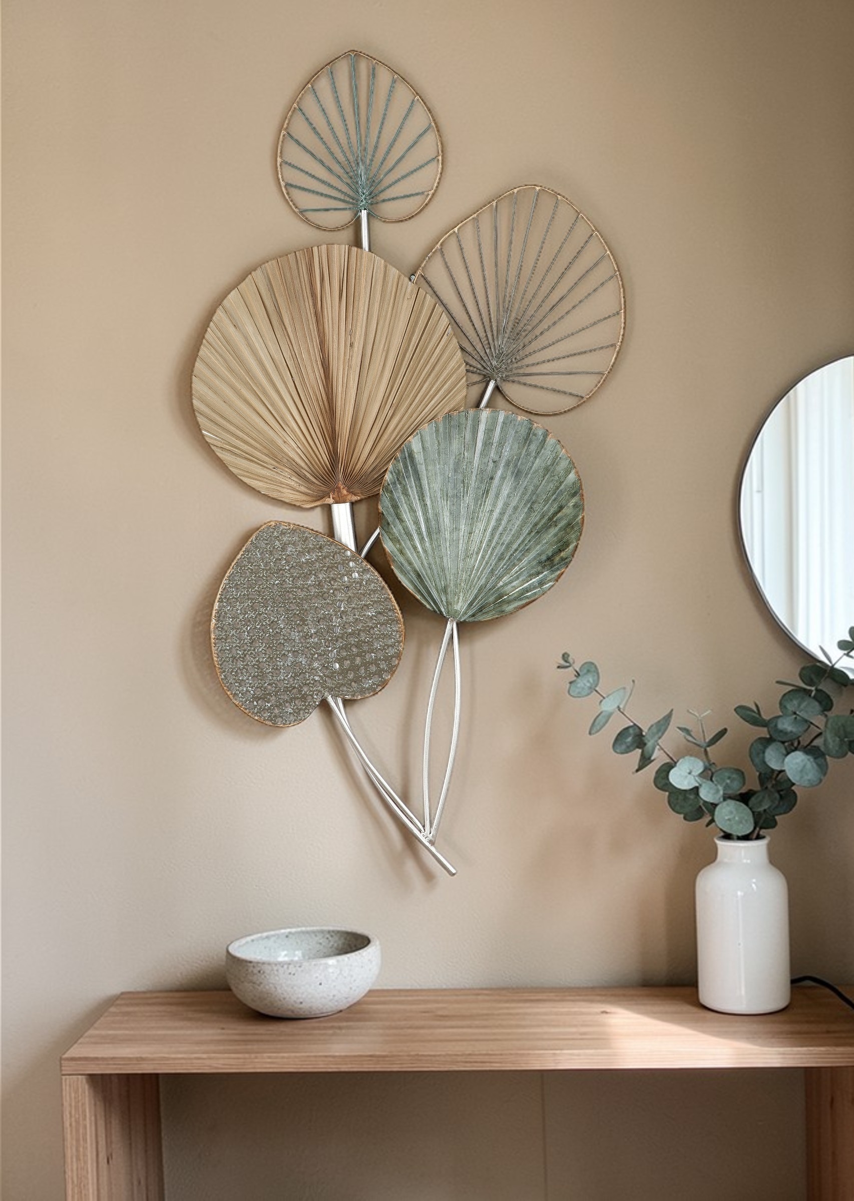 GILDE Objet de décoration murale »Wandrelief 5 Blätter« Wanddeko Bilder Metall, 3D,  Blumen Blätter