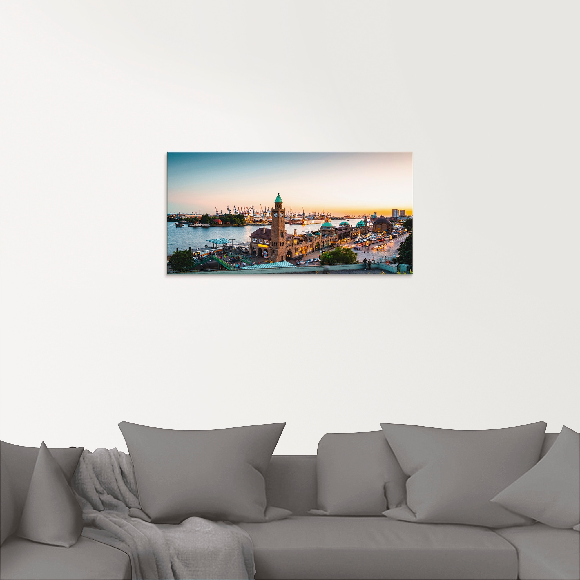 Artland Glasbild »Hamburg Hafen und Landungsbrücken« Deutschland 1 Stk. tlg. in verschiedenen Grössen