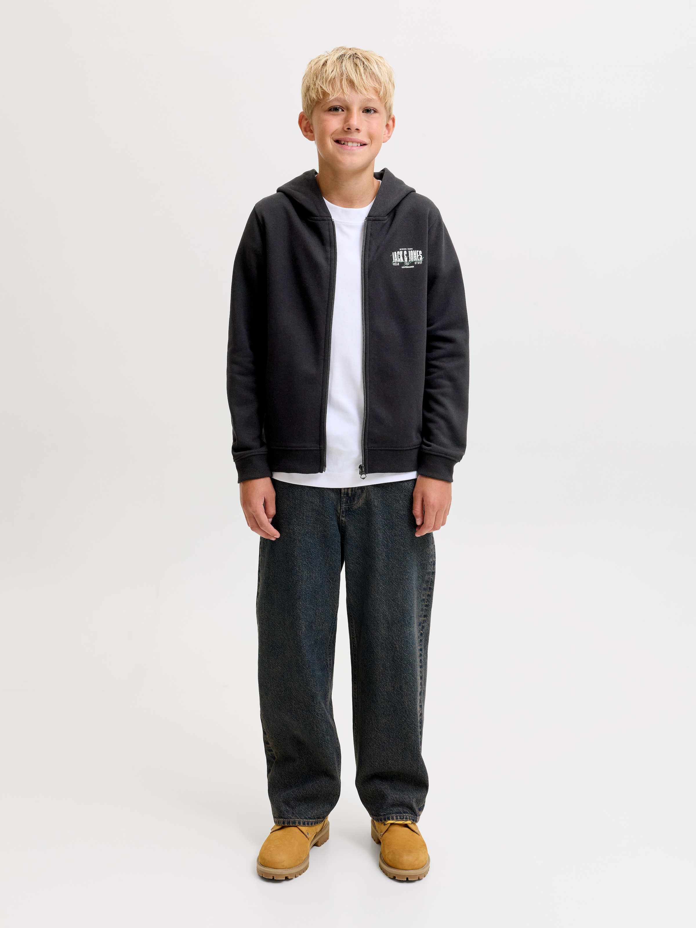 Jack & Jones Junior Kapuzensweatjacke »JJAERO SWEAT ZIP HOOD JNR« Baumwollmischung, regular fit