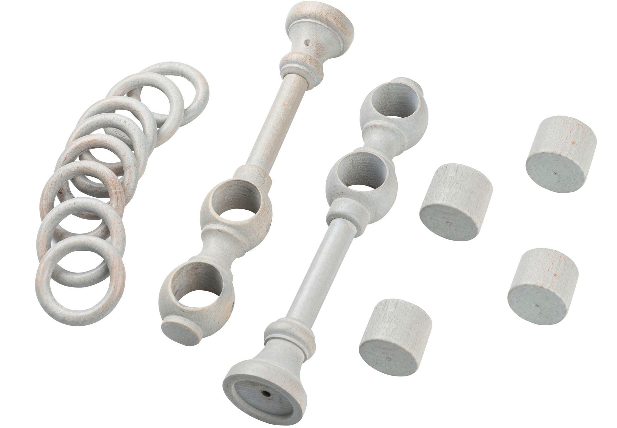 SN DECO GROUP Gardinenstange »Cafiro« 2 läufig-läufig Fixmass 28 mm, Holz, verschiedene Längen und Farben, Komplettset