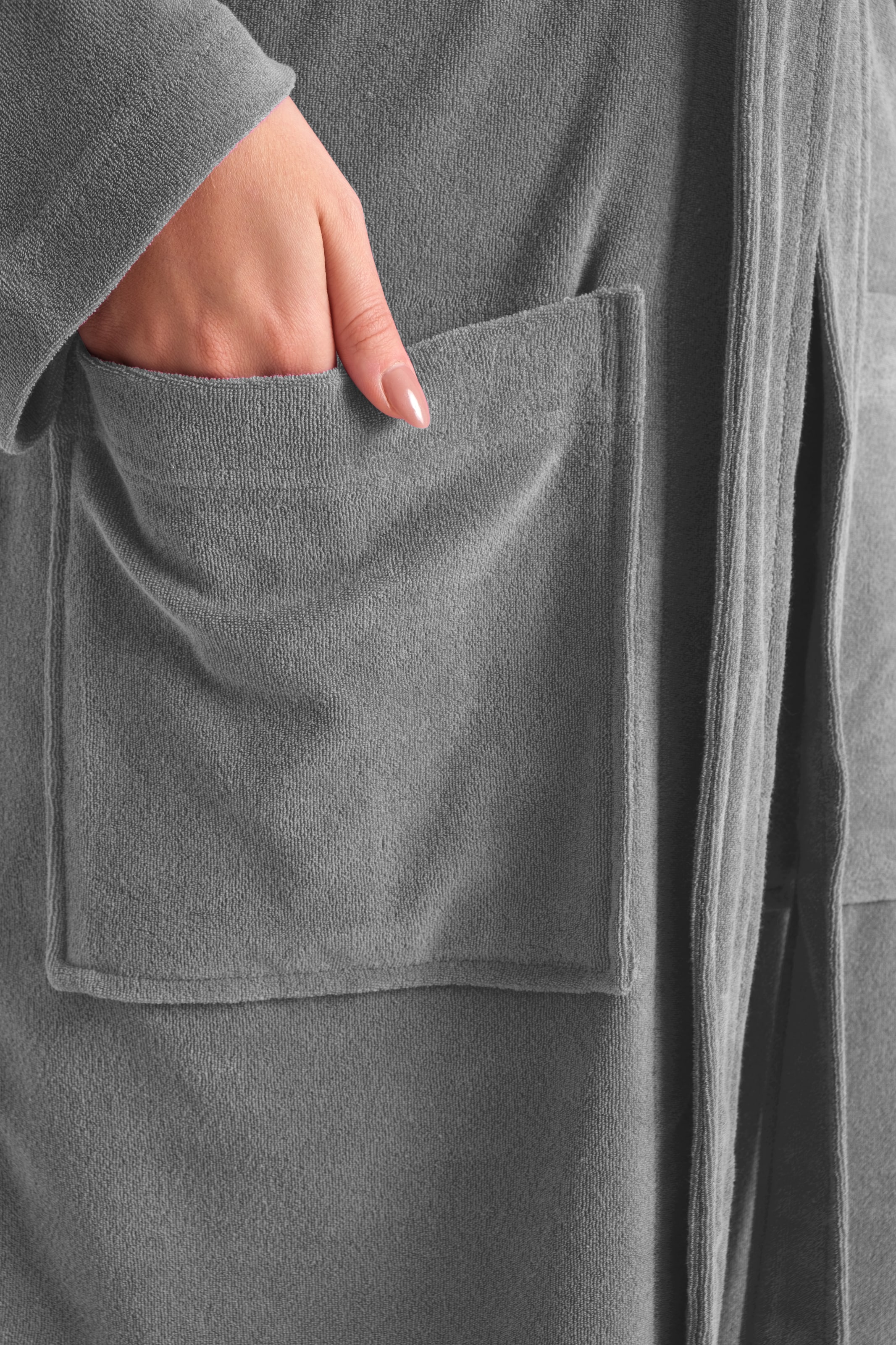 my home Peignoir de bain femme »Jule, ideal für Sauna & Spa, Hotelbademantel, Morgenmantel« 1 cuis einfarbiger Leichtfrottier-Bademantel, hoher Baumwollanteil, XS-4XL