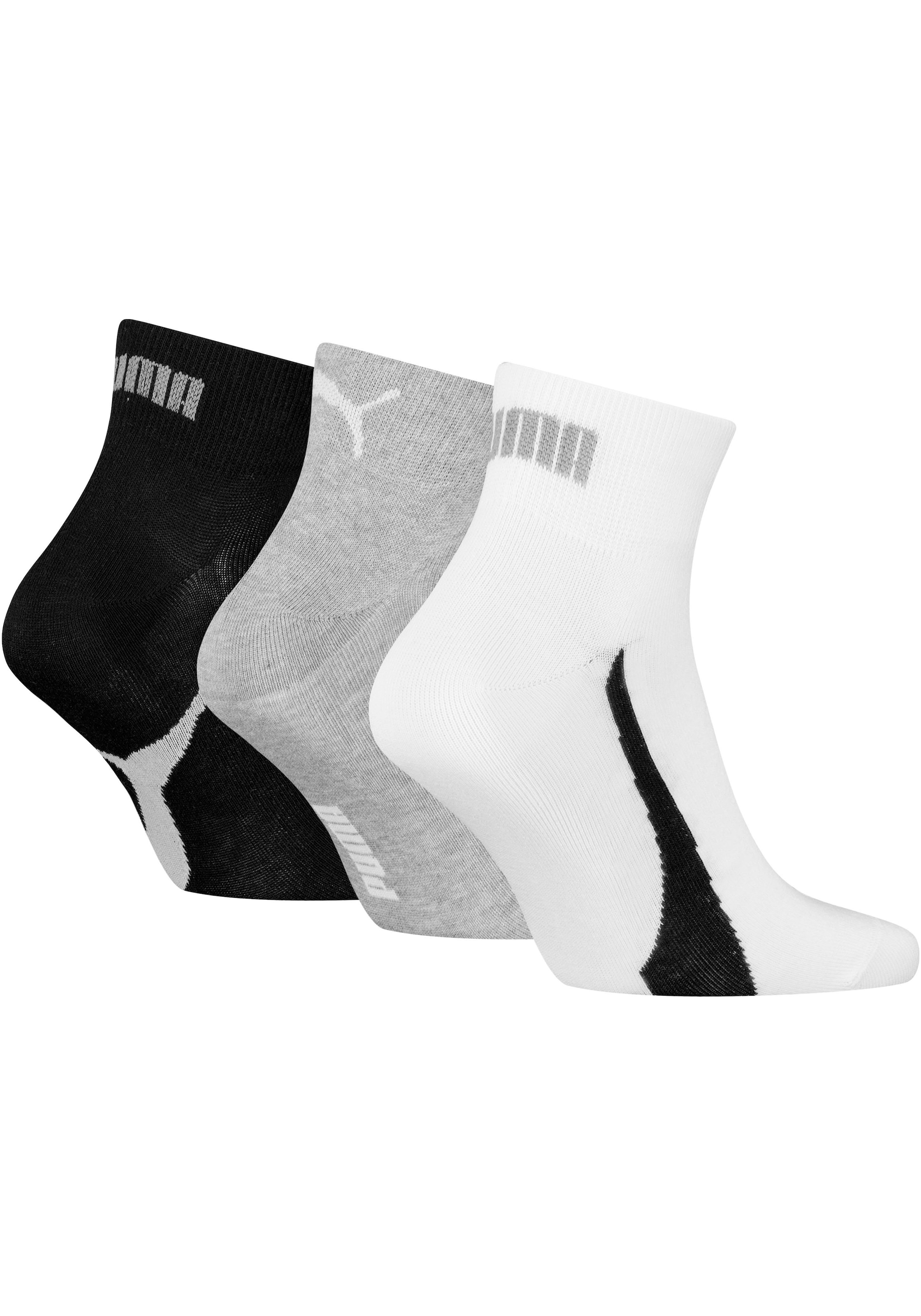 PUMA Chaussettes courtes »PUMA UNISEX LIFESTYLE QUARTER 3P« 3 Paar, 3 Couple tlg. mit kurzem geripptem Schaft