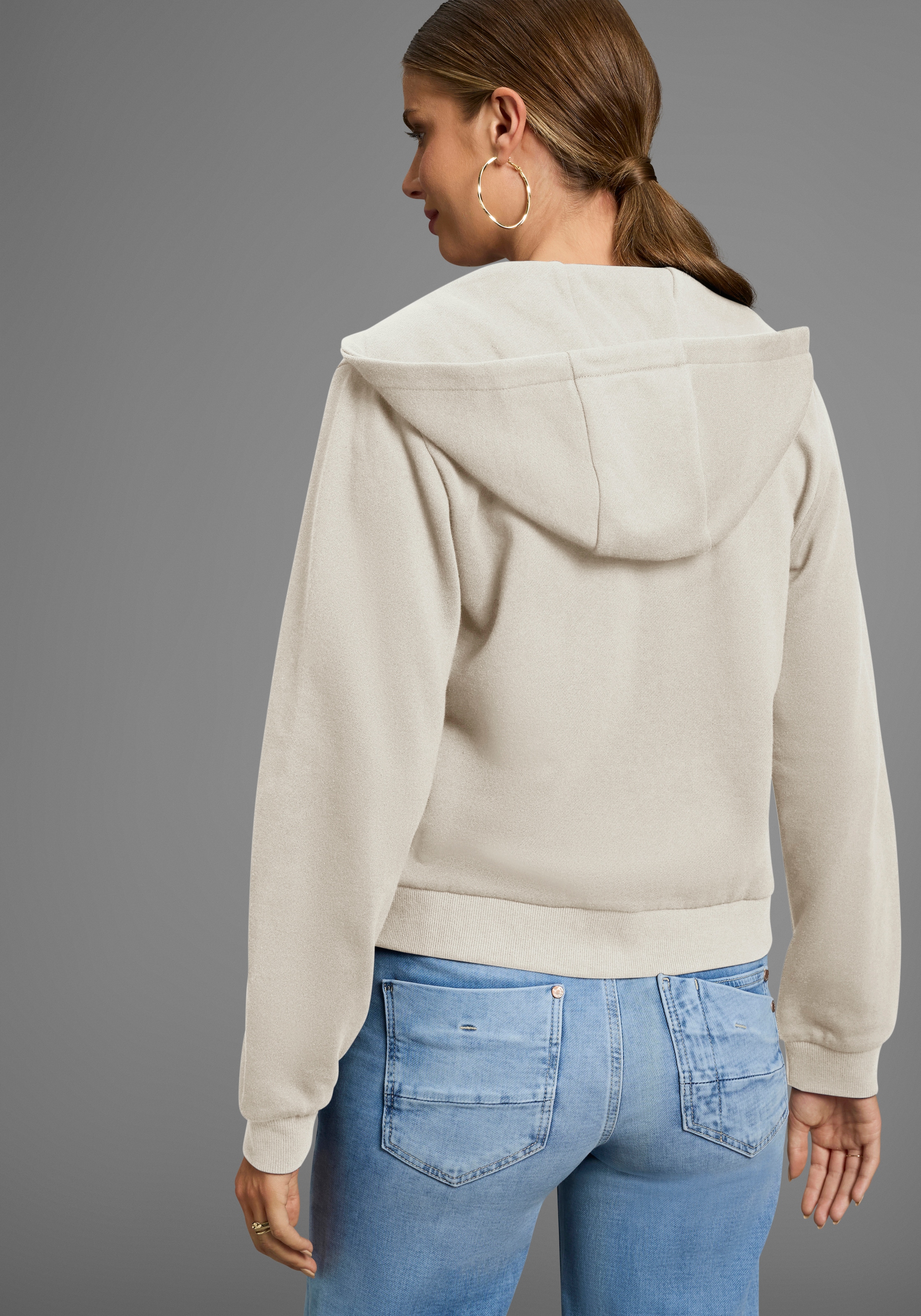 DELMAO Kapuzensweatjacke mit Reissverschluss, Kapuze & Kängurutasche