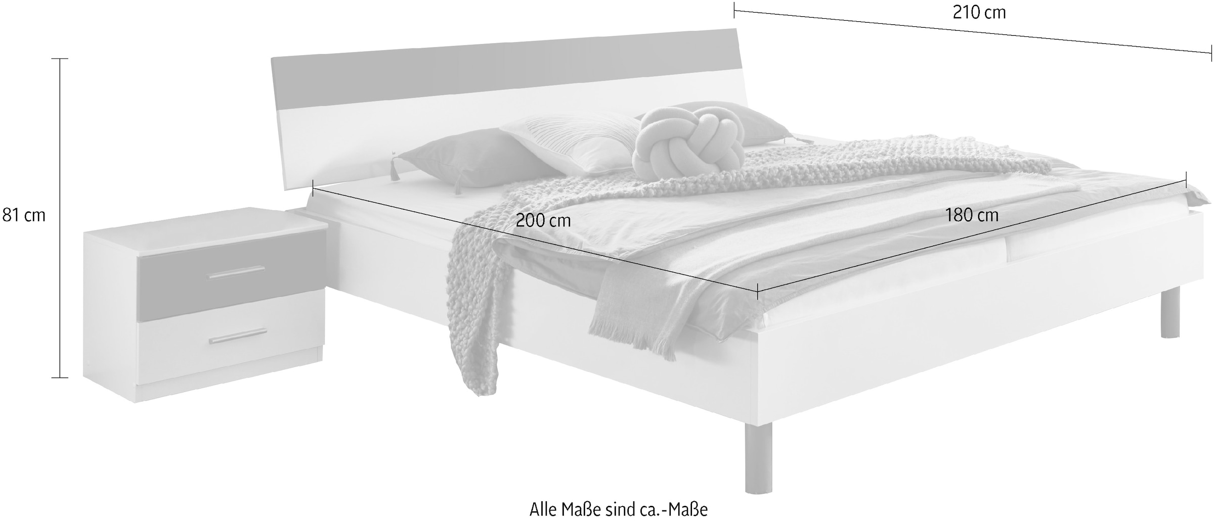 Wimex Bettanlage »Budapest« Inklusive 2 Nachtschränke, Liegefläche 180x200cm